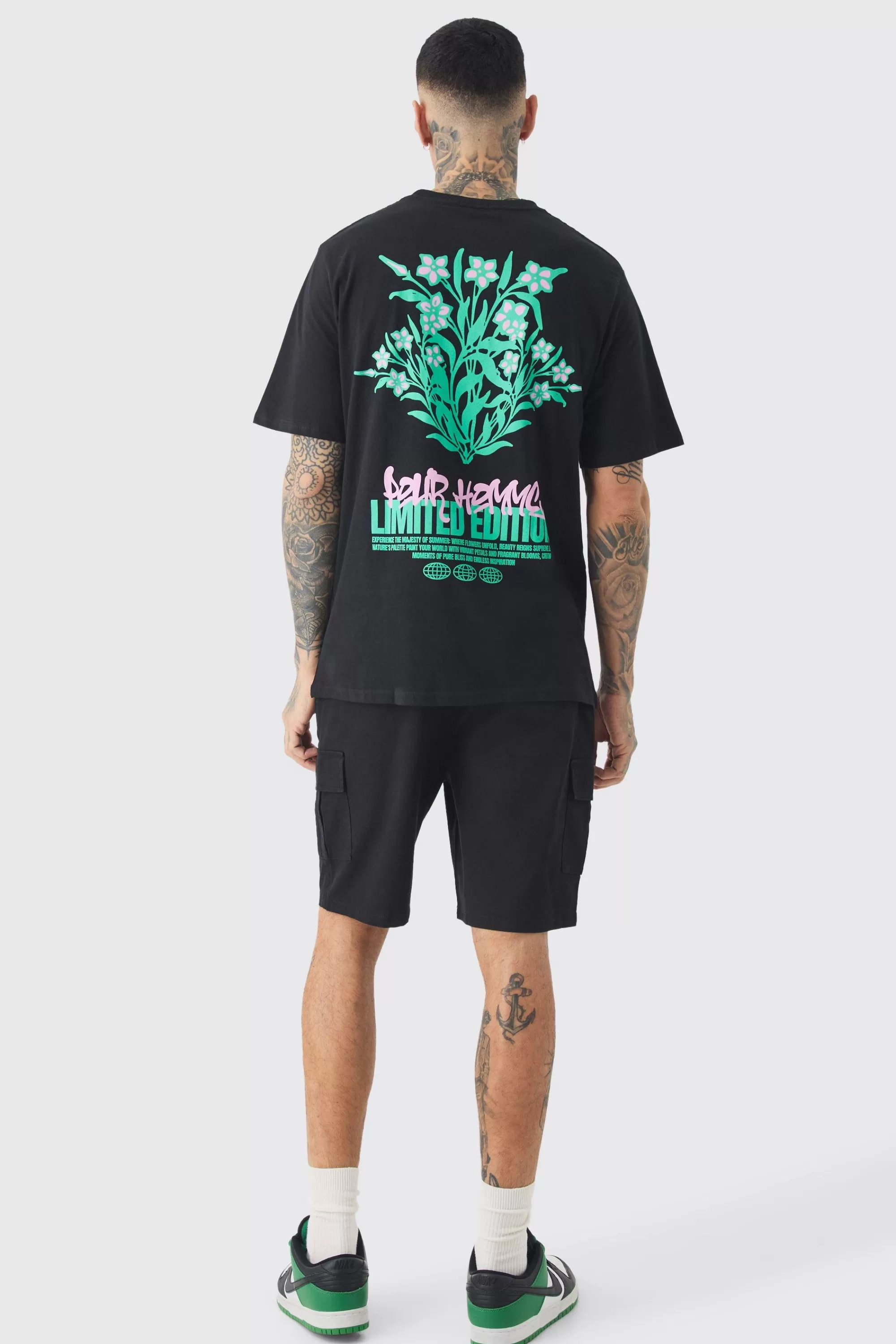 boohooMAN Tall Limited Edition Floral Print T-shirt | UK black Store