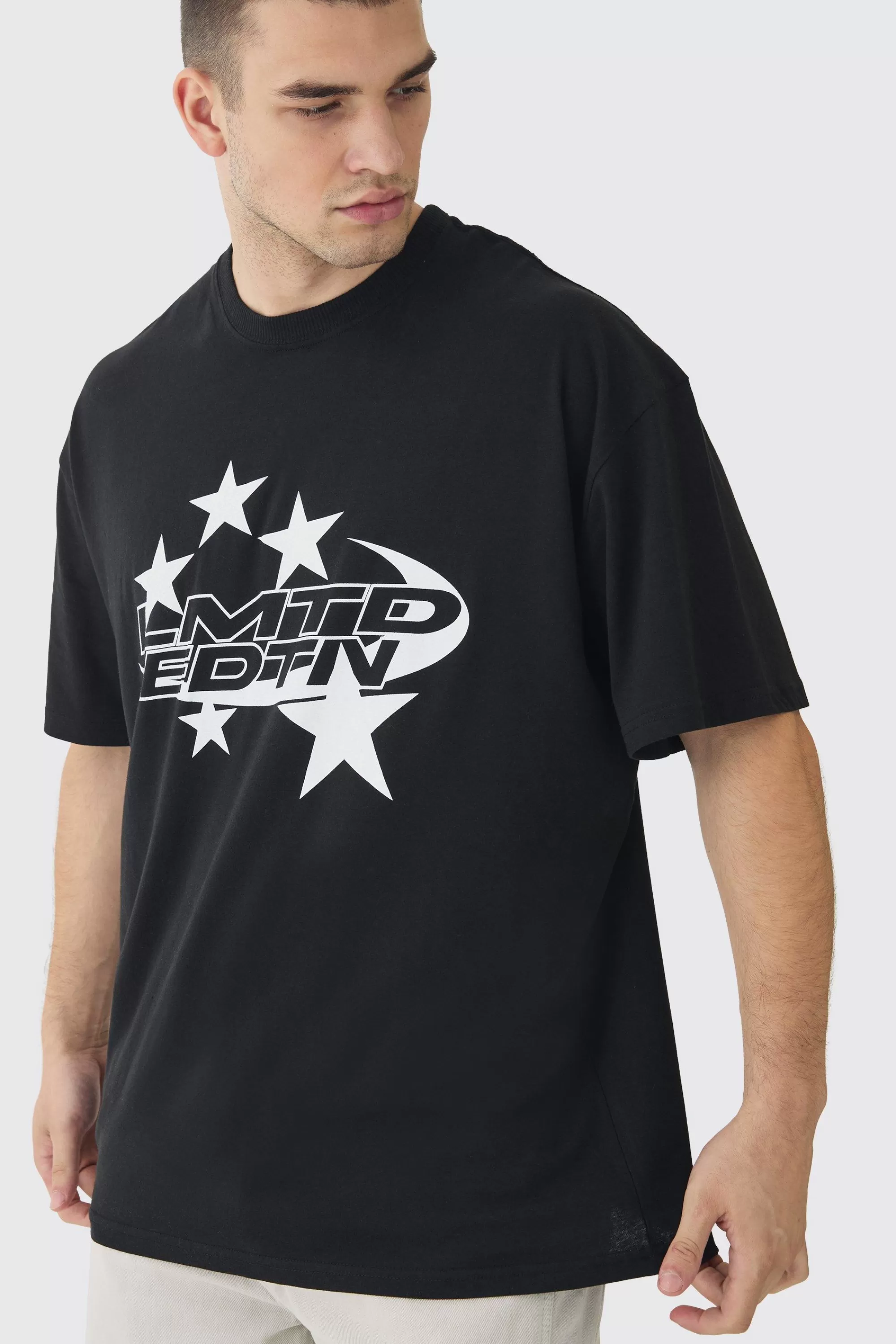 boohooMAN Tall Limited Edition Star Print Graphic T-Shirt | UK black Store