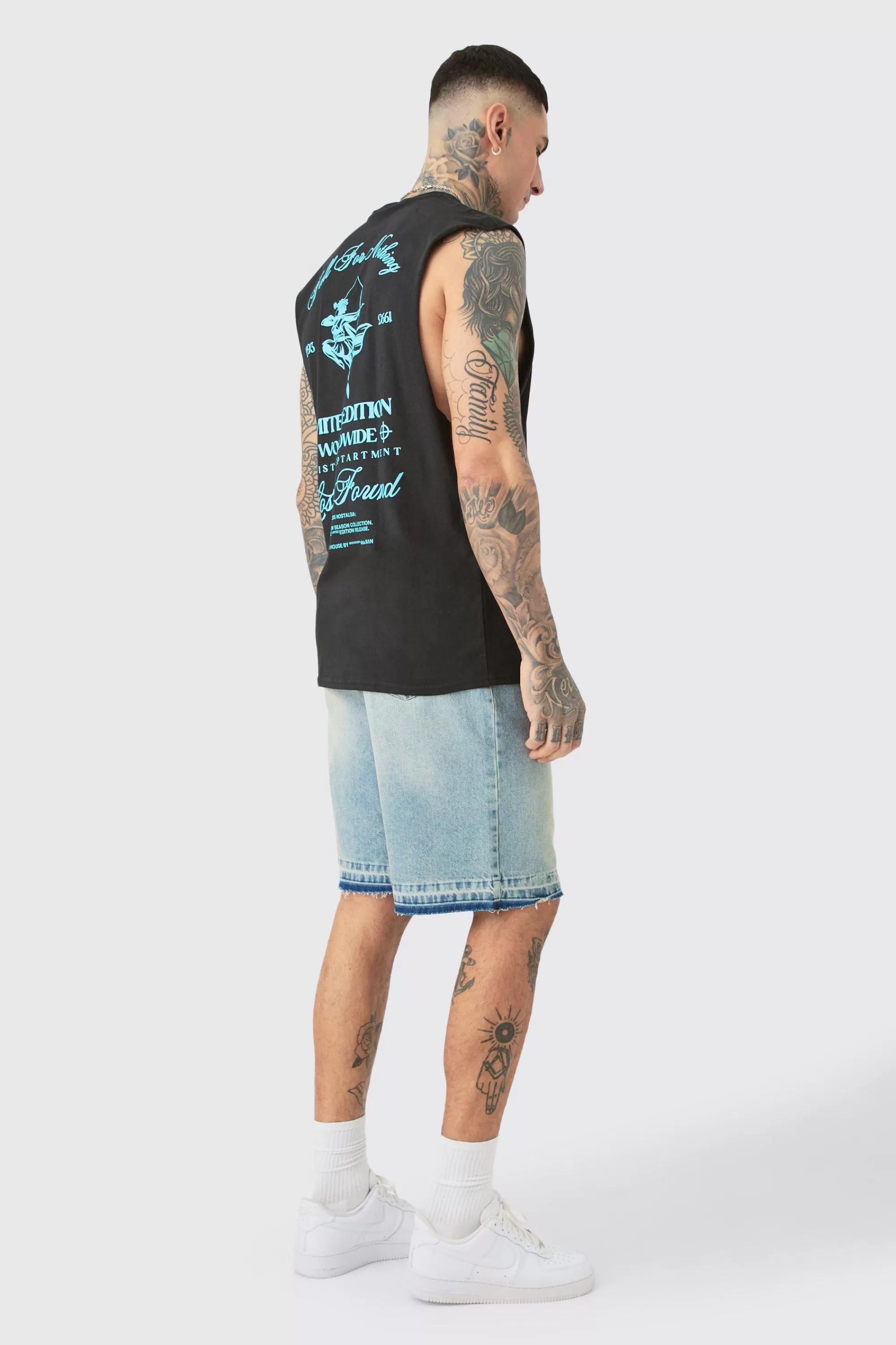 boohooMAN Tall Limited Edition Worldwide Print Tank In | UK black Best Sale