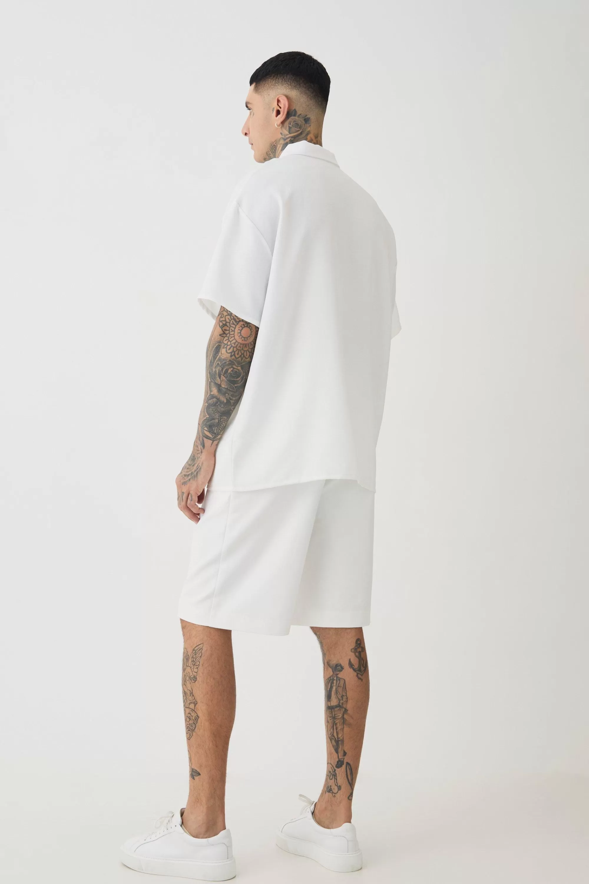 boohooMAN Tall Linen Polo In | UK white Discount
