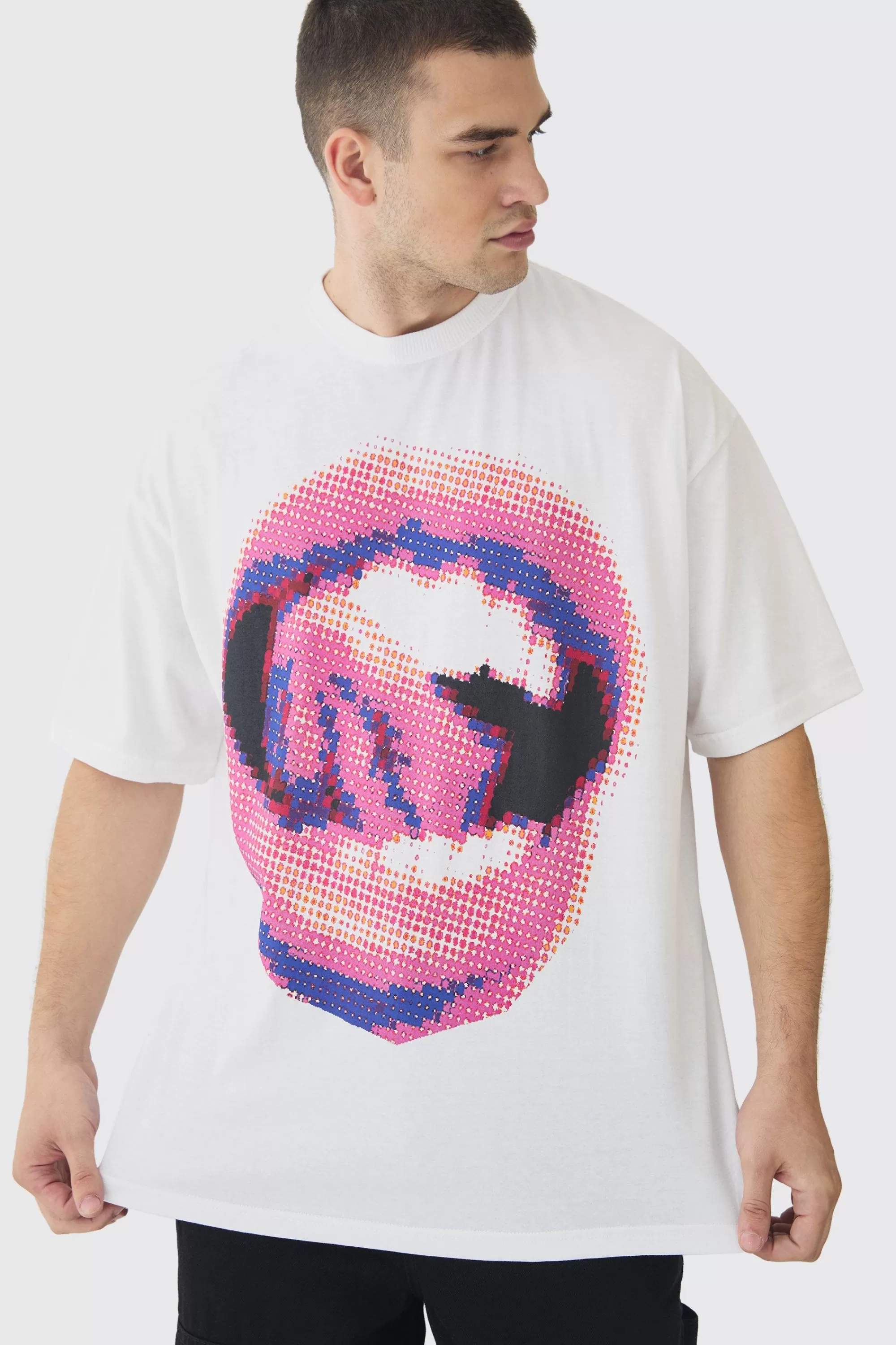 boohooMAN Tall Lips Graphic Oversized T-Shirt | UK white Discount