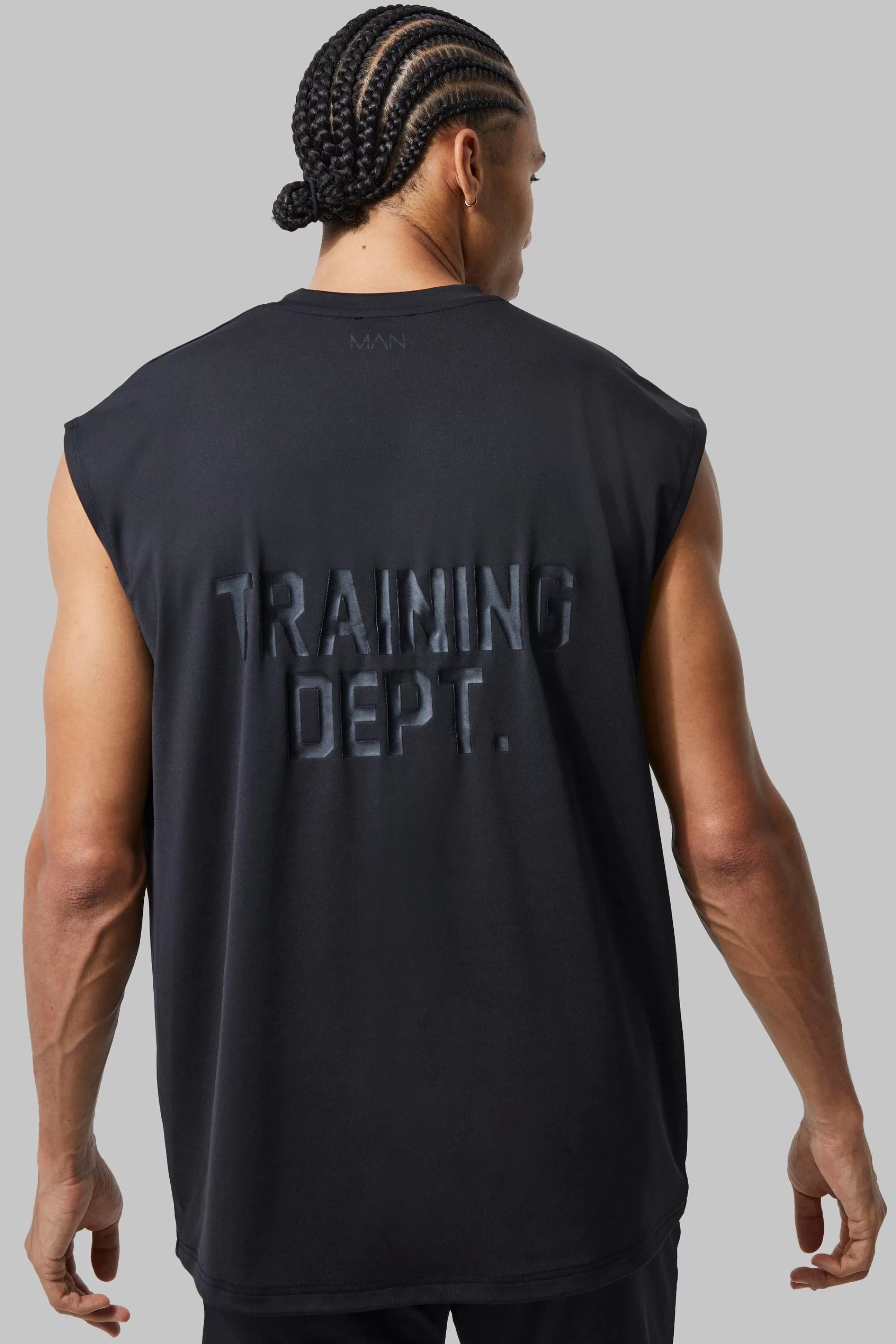 boohooMAN Tall Man Active Training Dept Oversized Tank | UK black Shop