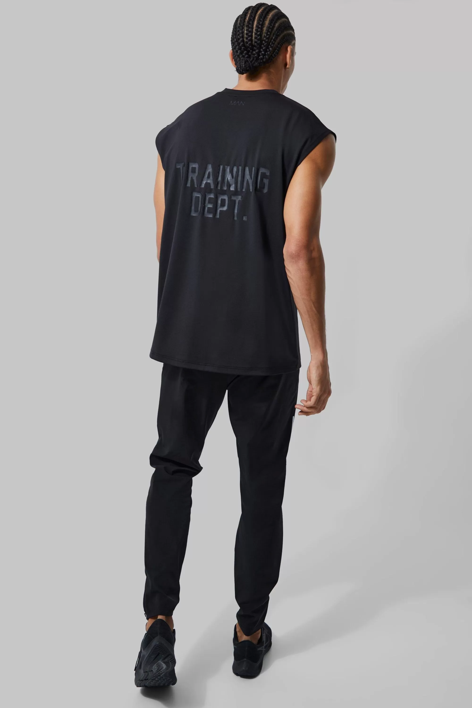 boohooMAN Tall Man Active Training Dept Oversized Tank | UK black Shop
