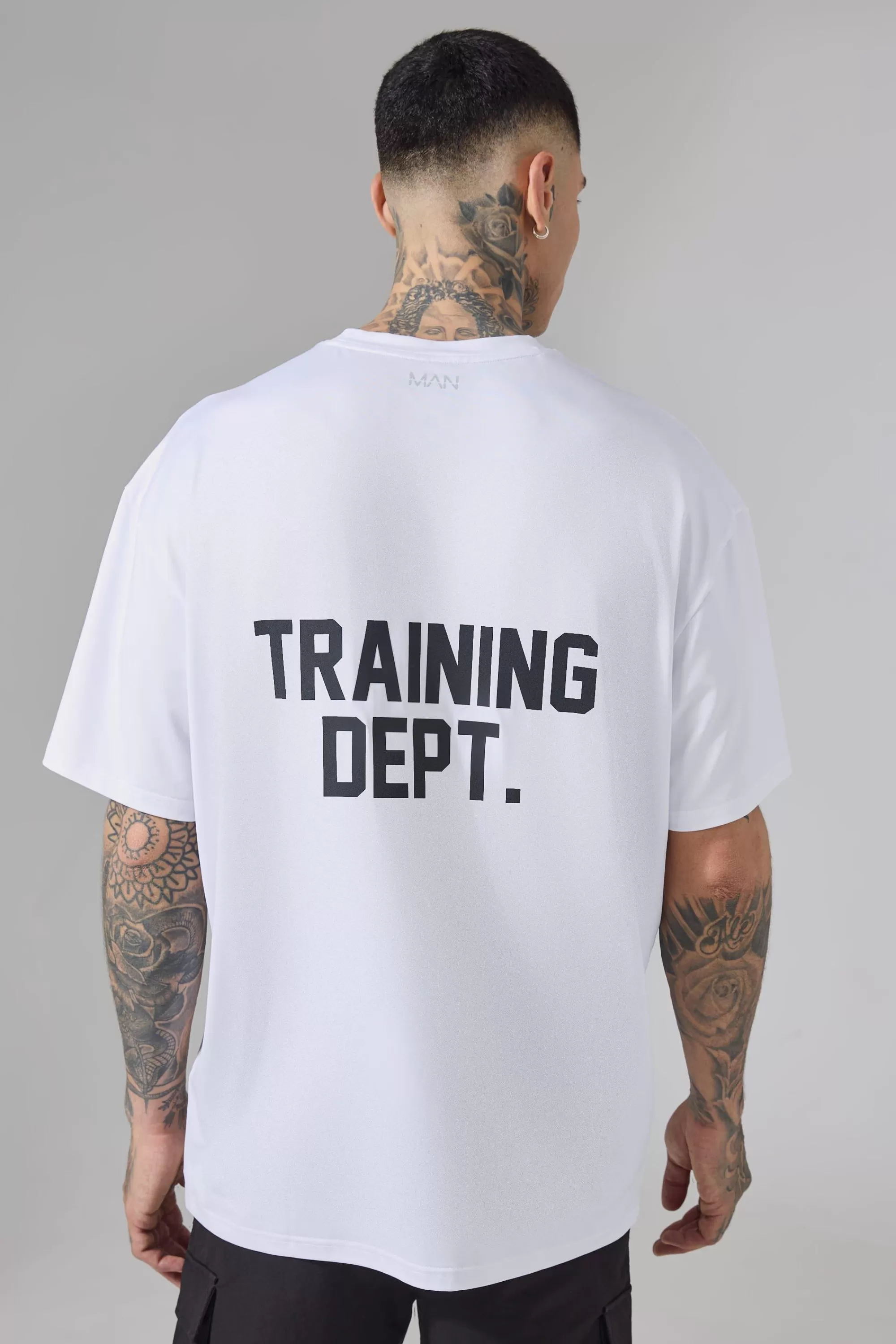 boohooMAN Tall Man Active Training Dept Performance Oversized T-Shirt | UK white Discount
