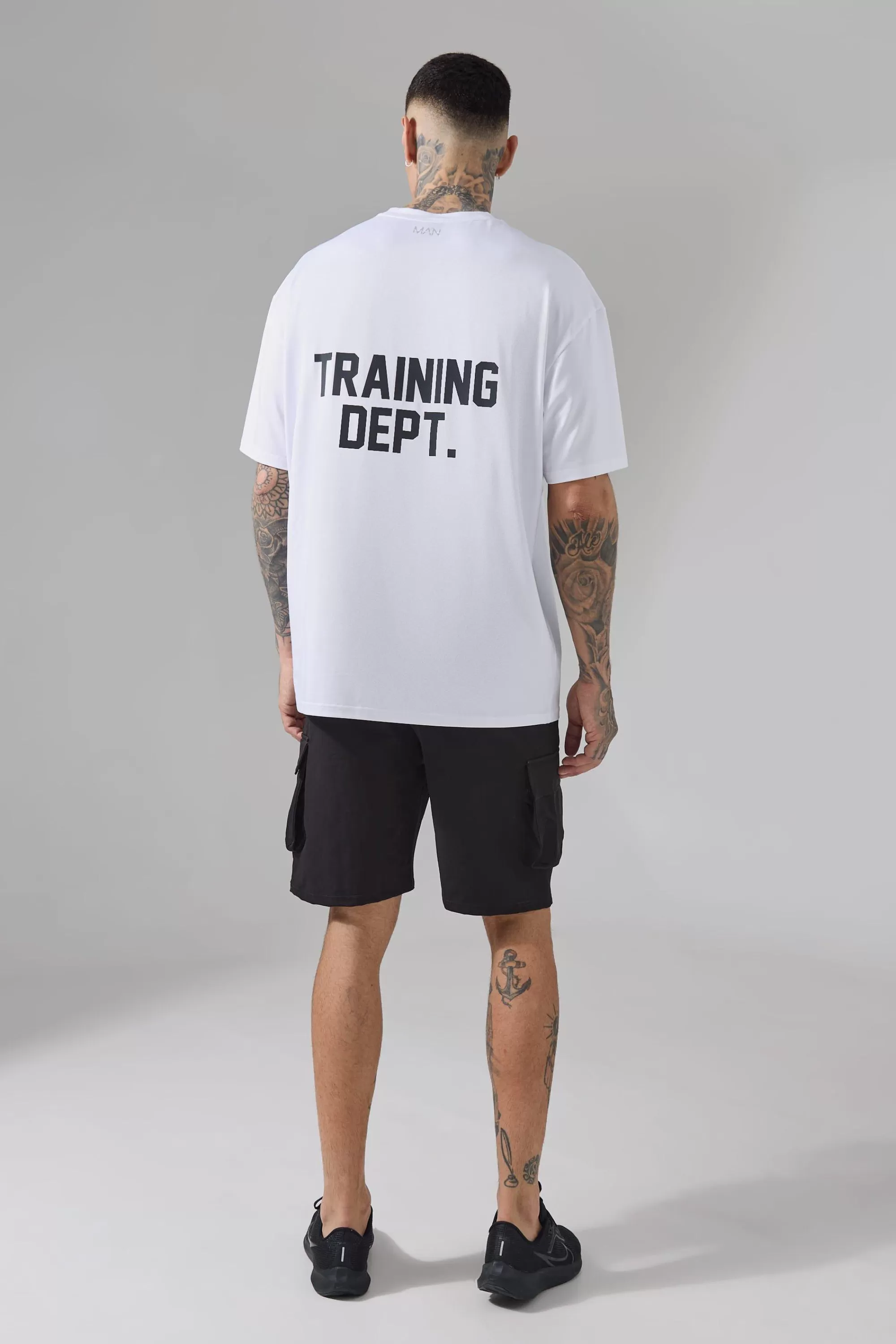 boohooMAN Tall Man Active Training Dept Performance Oversized T-Shirt | UK white Discount