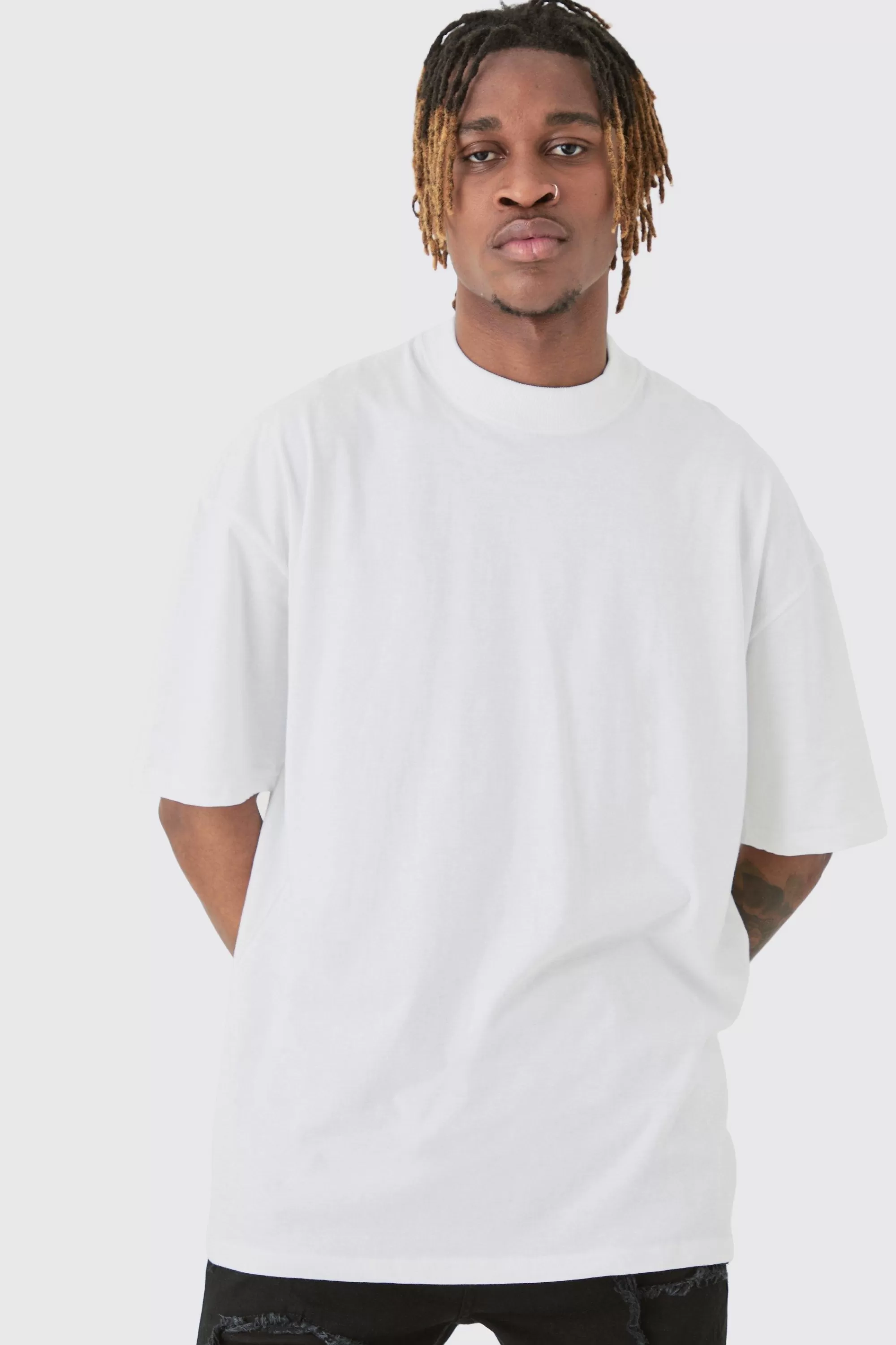 boohooMAN Tall Mono Floral Back Print T-shirt In | UK white Hot