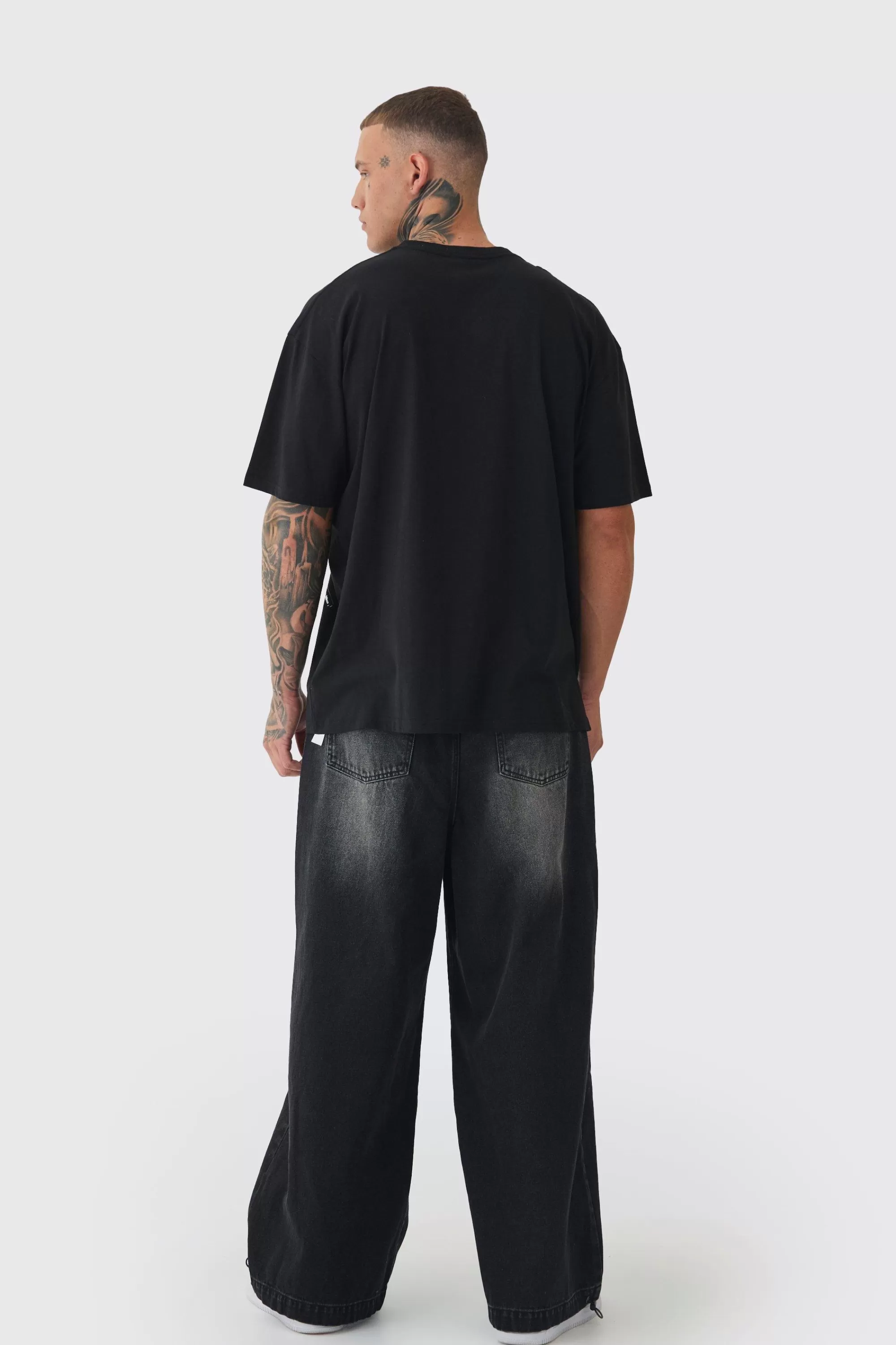 boohooMAN Tall Mono Man Balaclava T-shirt In | UK black Fashion