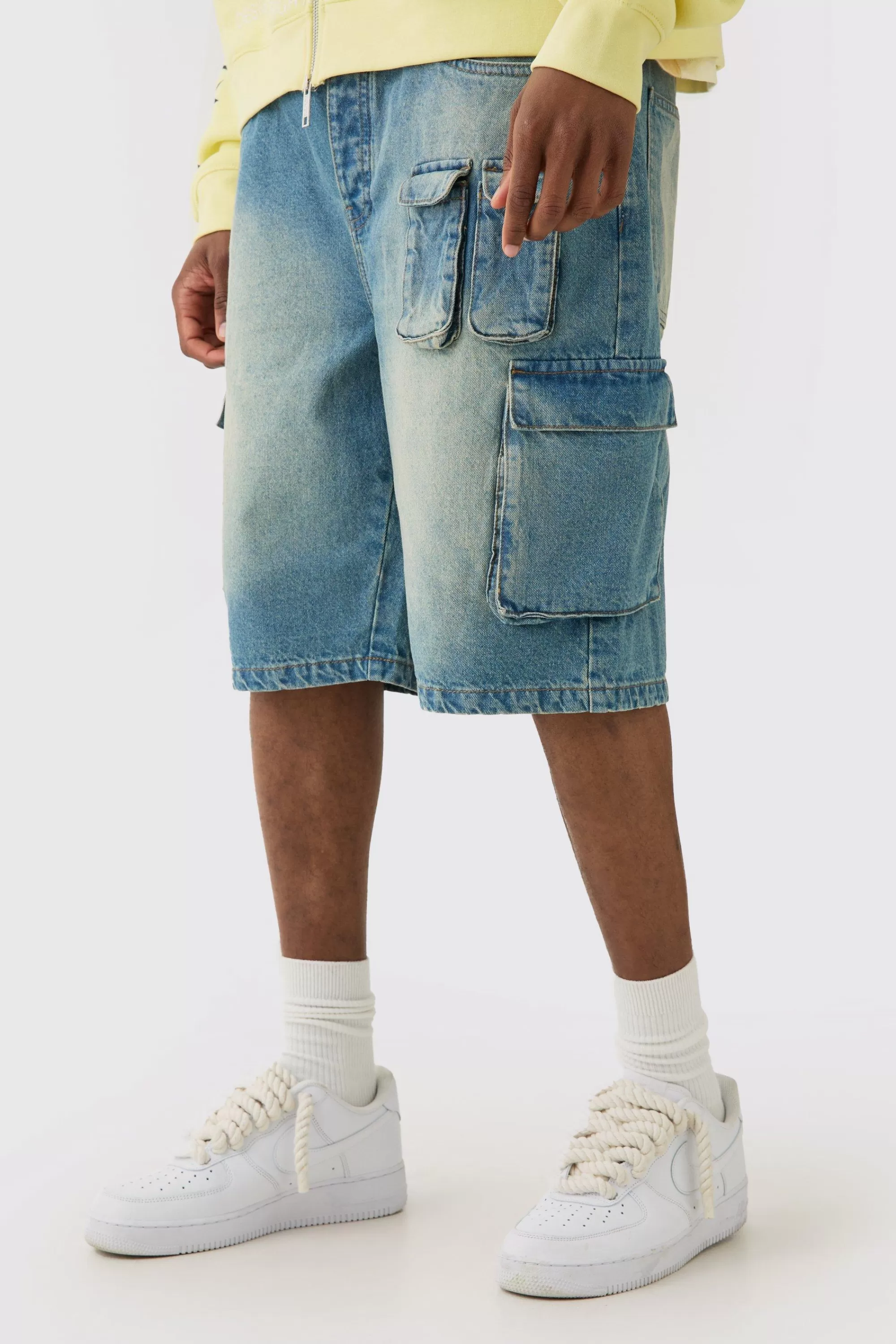 boohooMAN Tall Official Denim Shorts | UK antique wash Cheap