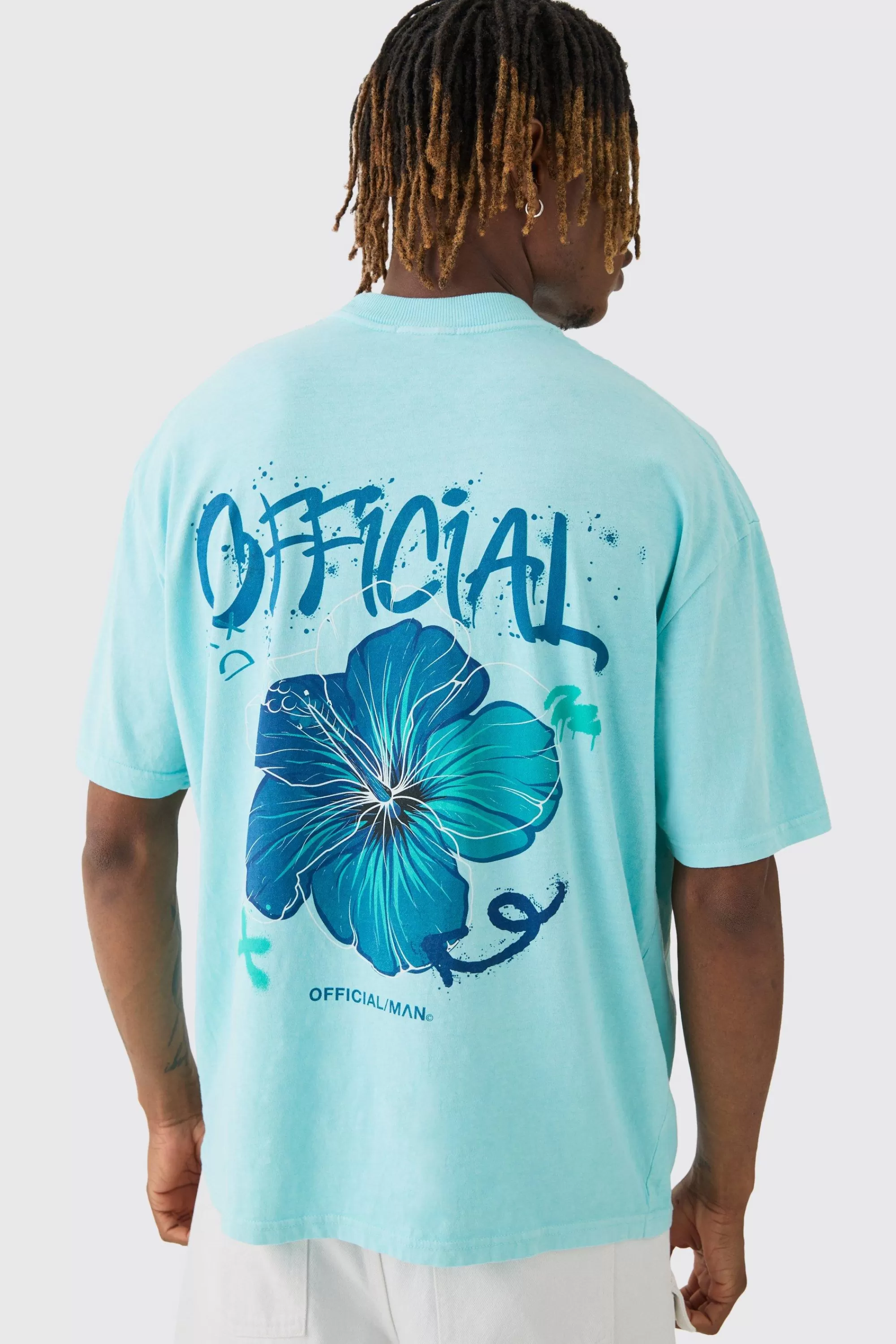 boohooMAN Tall Official Floral Back Print T-shirt In | UK blue Discount