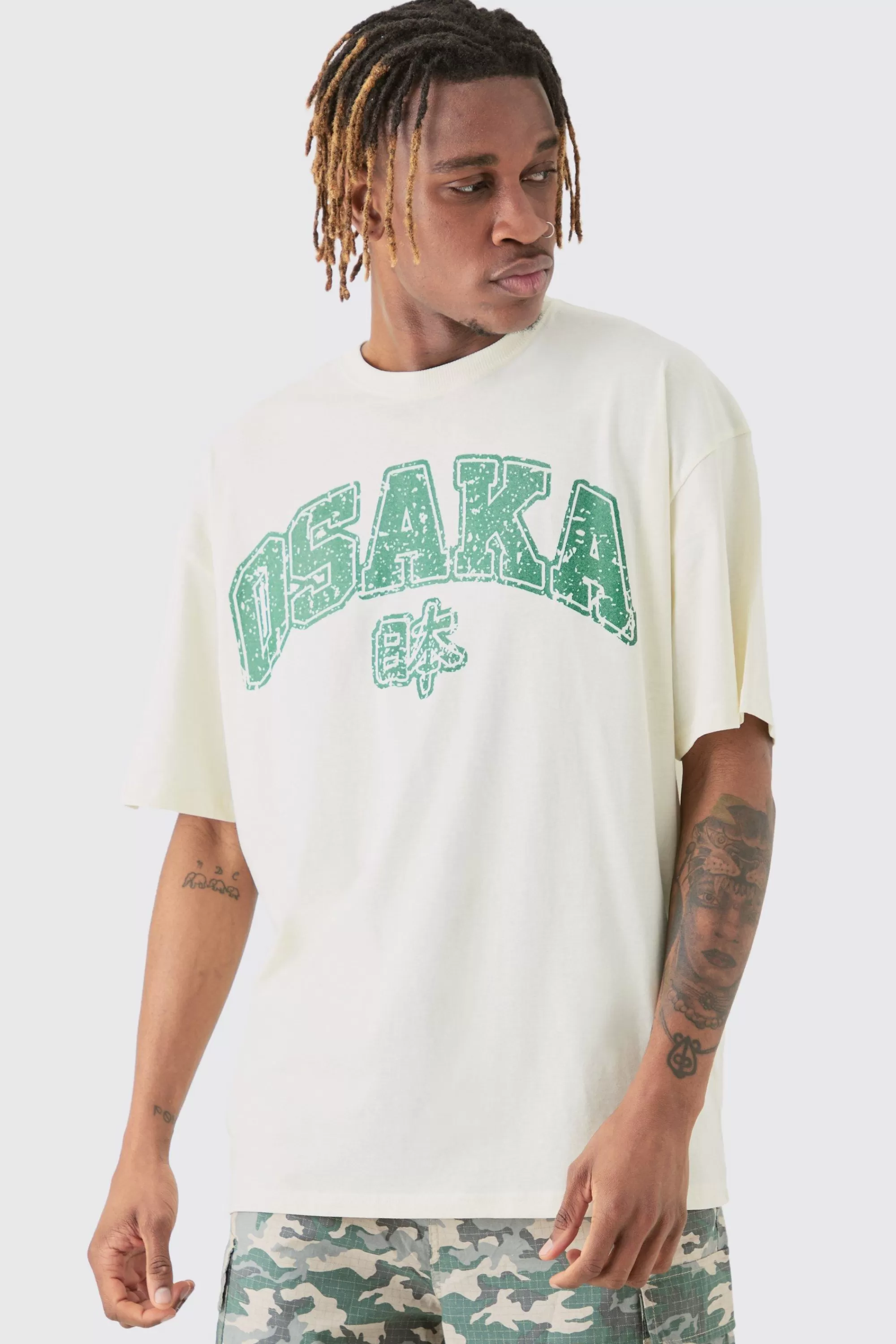 boohooMAN Tall Osaka T-shirt In | UK ecru Sale
