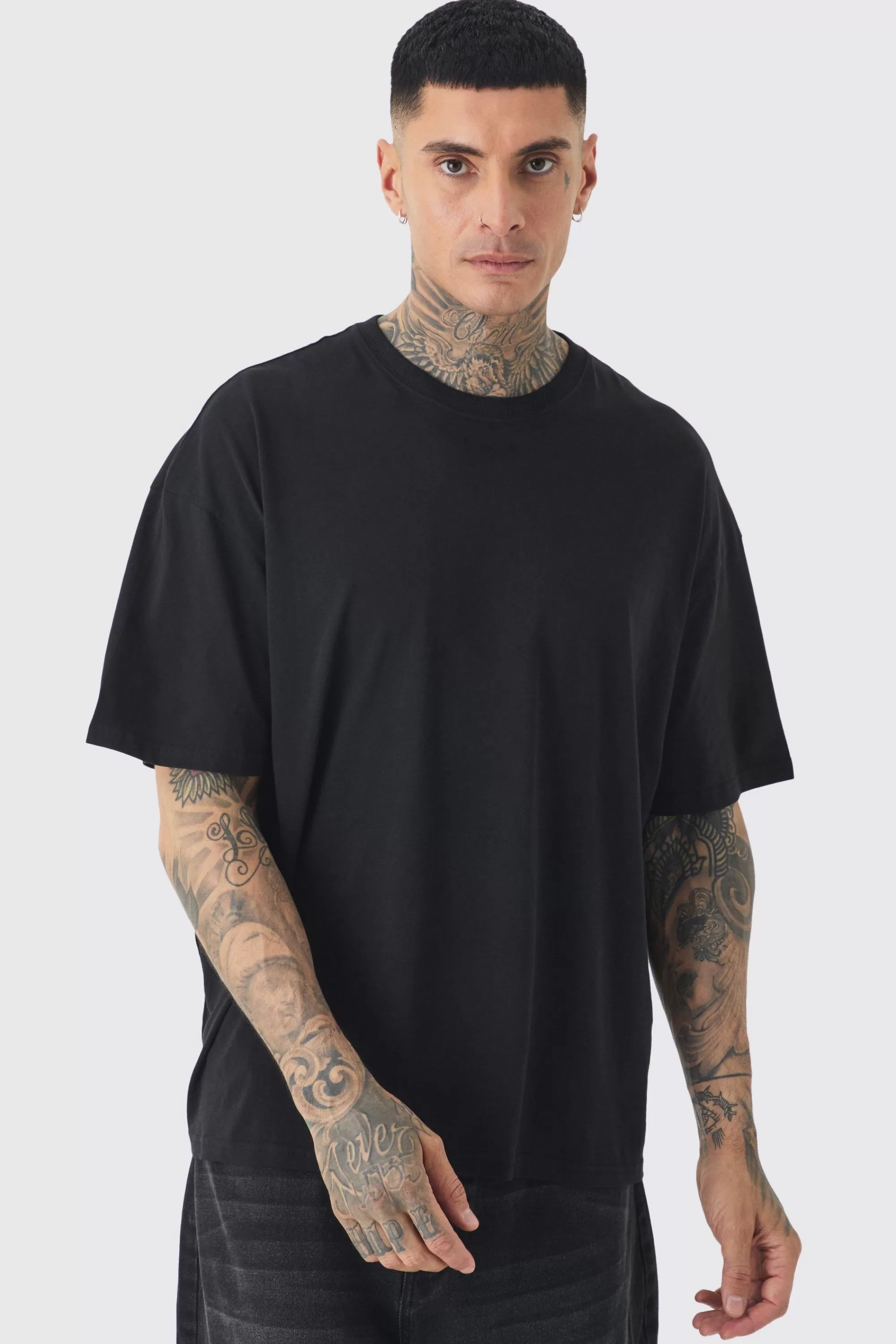 boohooMAN Tall Over The Seam Renaissance Back Print T-shirt In | UK black Store