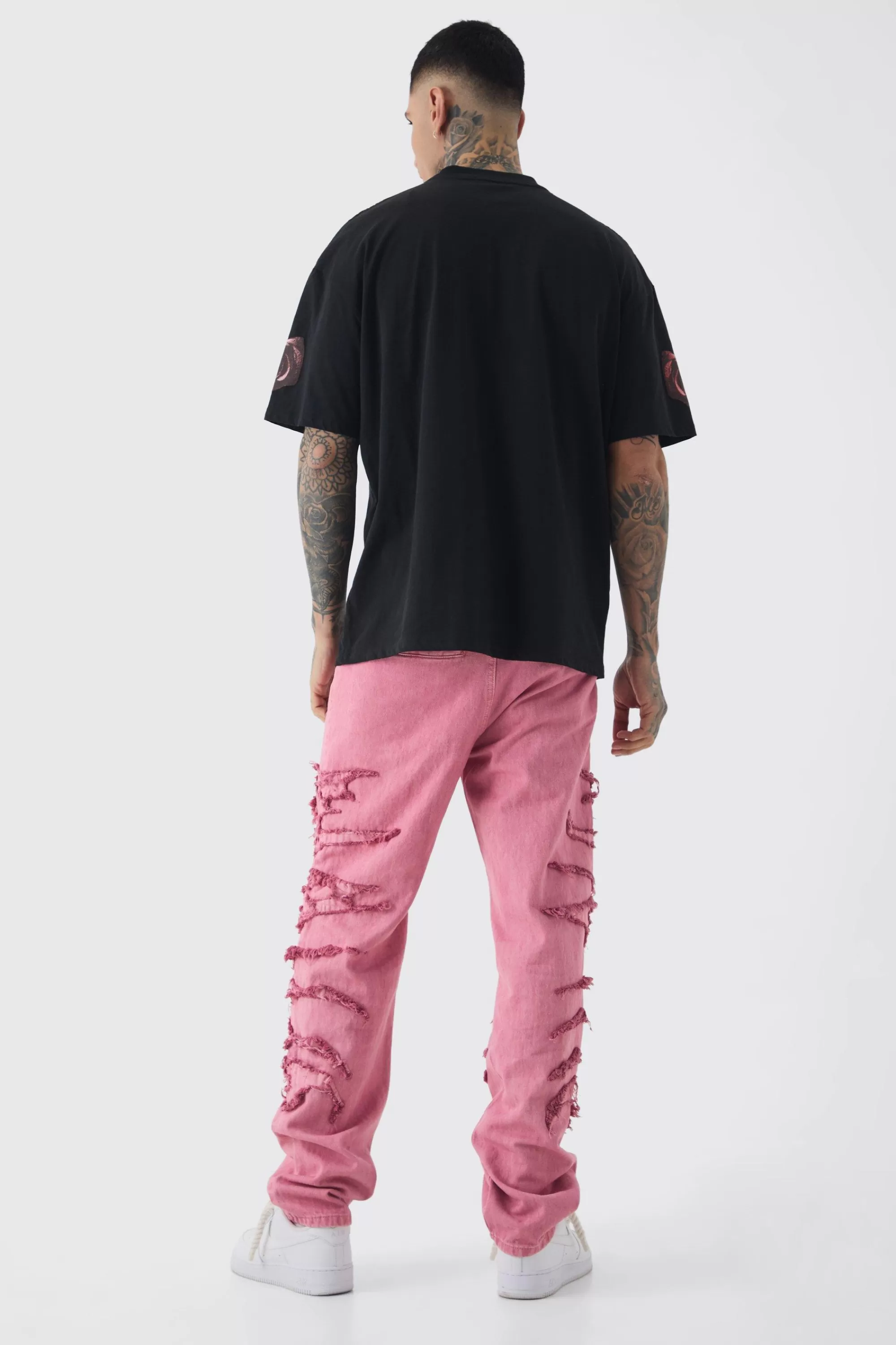 boohooMAN Tall Oversized Acid Wash Official Man Balaclava Print T-shirt | UK charcoal Flash Sale