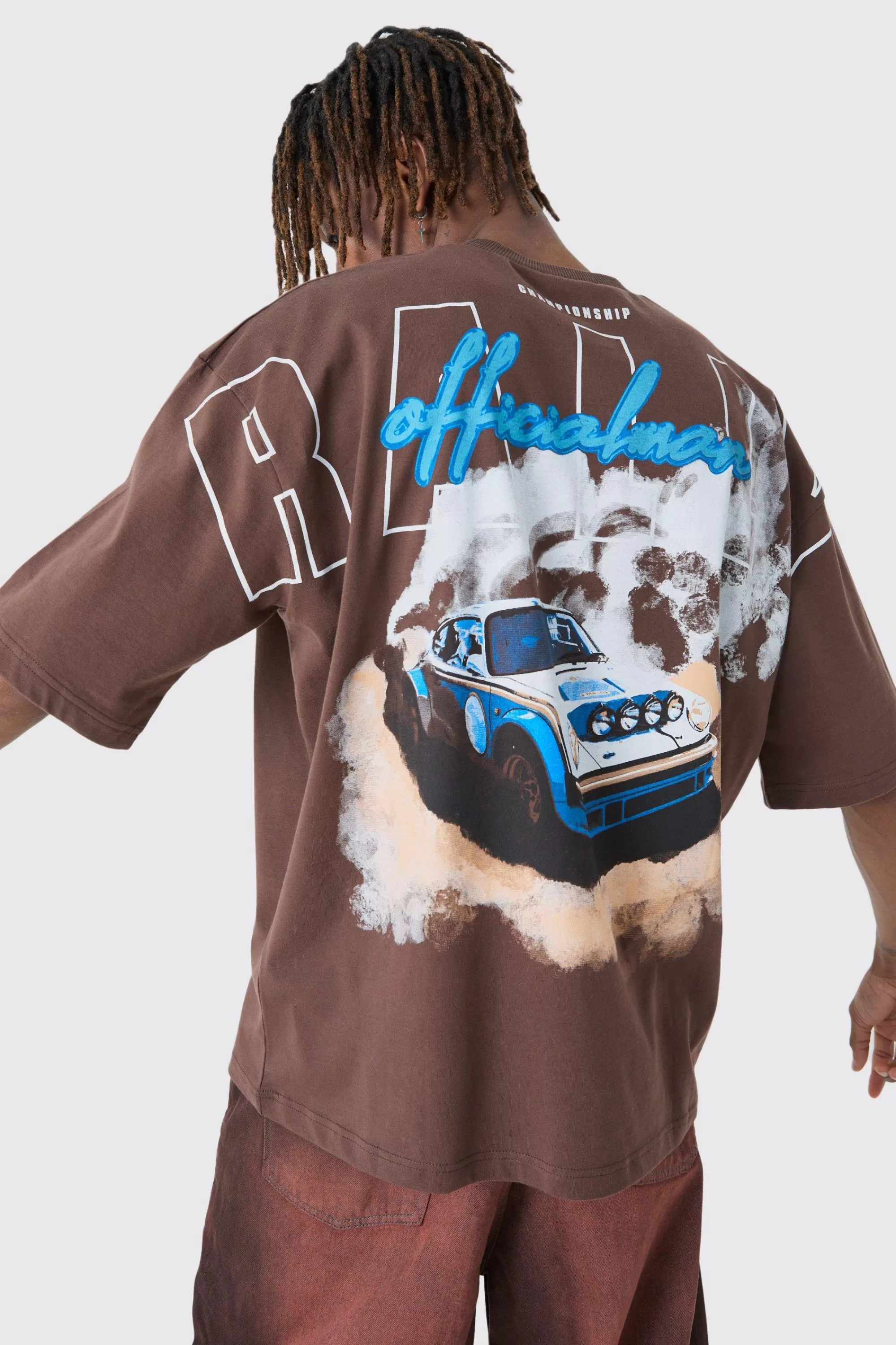 boohooMAN Tall Oversized Boxy Rally Graphic T-shirt | UK coffee Store