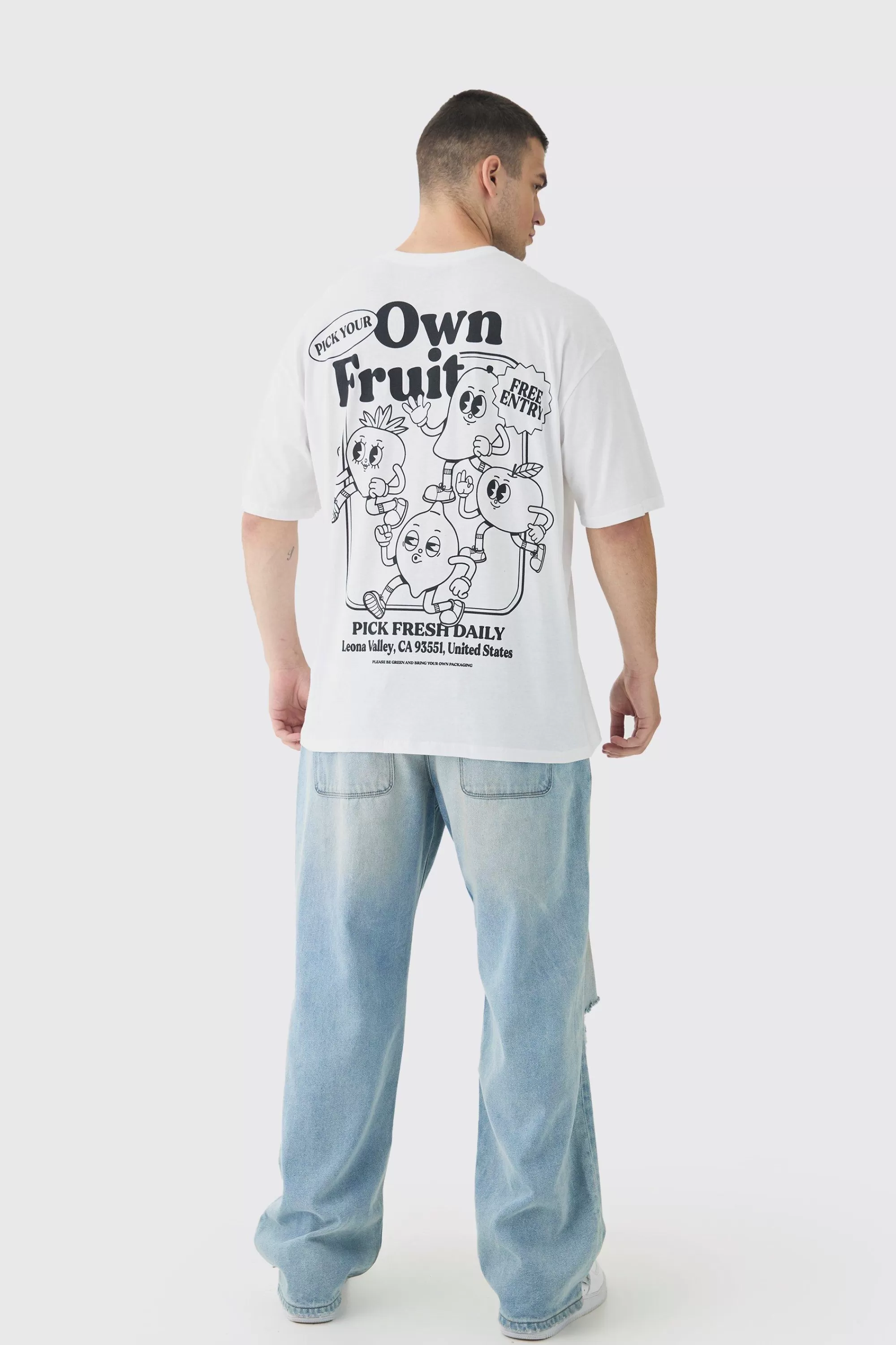 boohooMAN Tall Oversized Fruit Graphic T-Shirt | UK white Discount