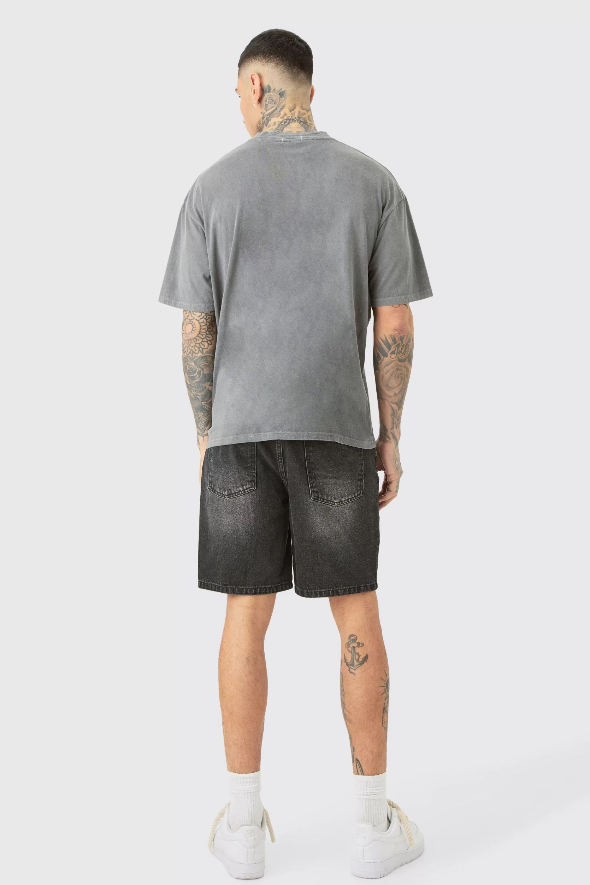 boohooMAN Tall Oversized Homme Cross T-shirt In | UK grey Online