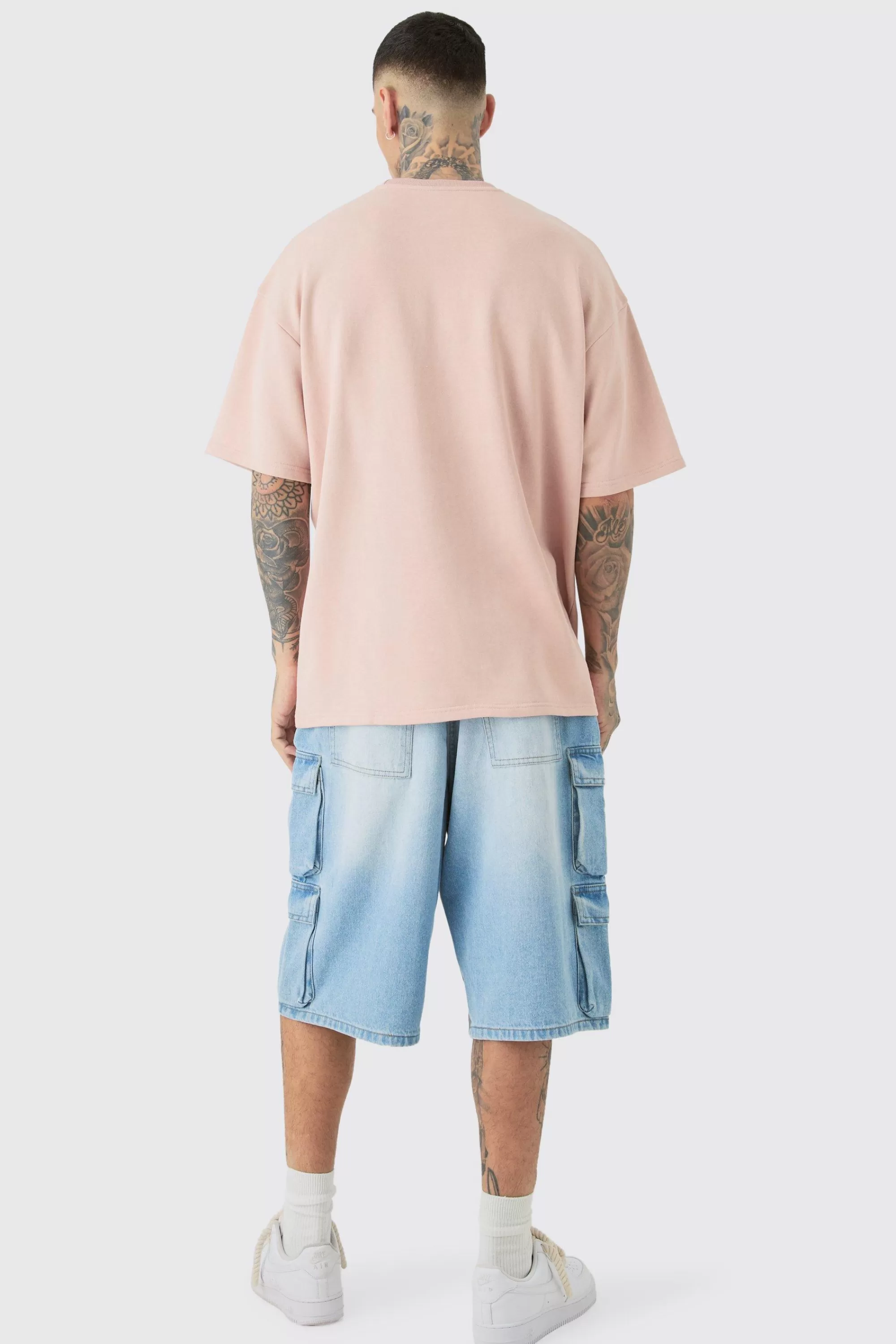boohooMAN Tall Oversized Limited Applique Washed T-shirt | UK stone Outlet