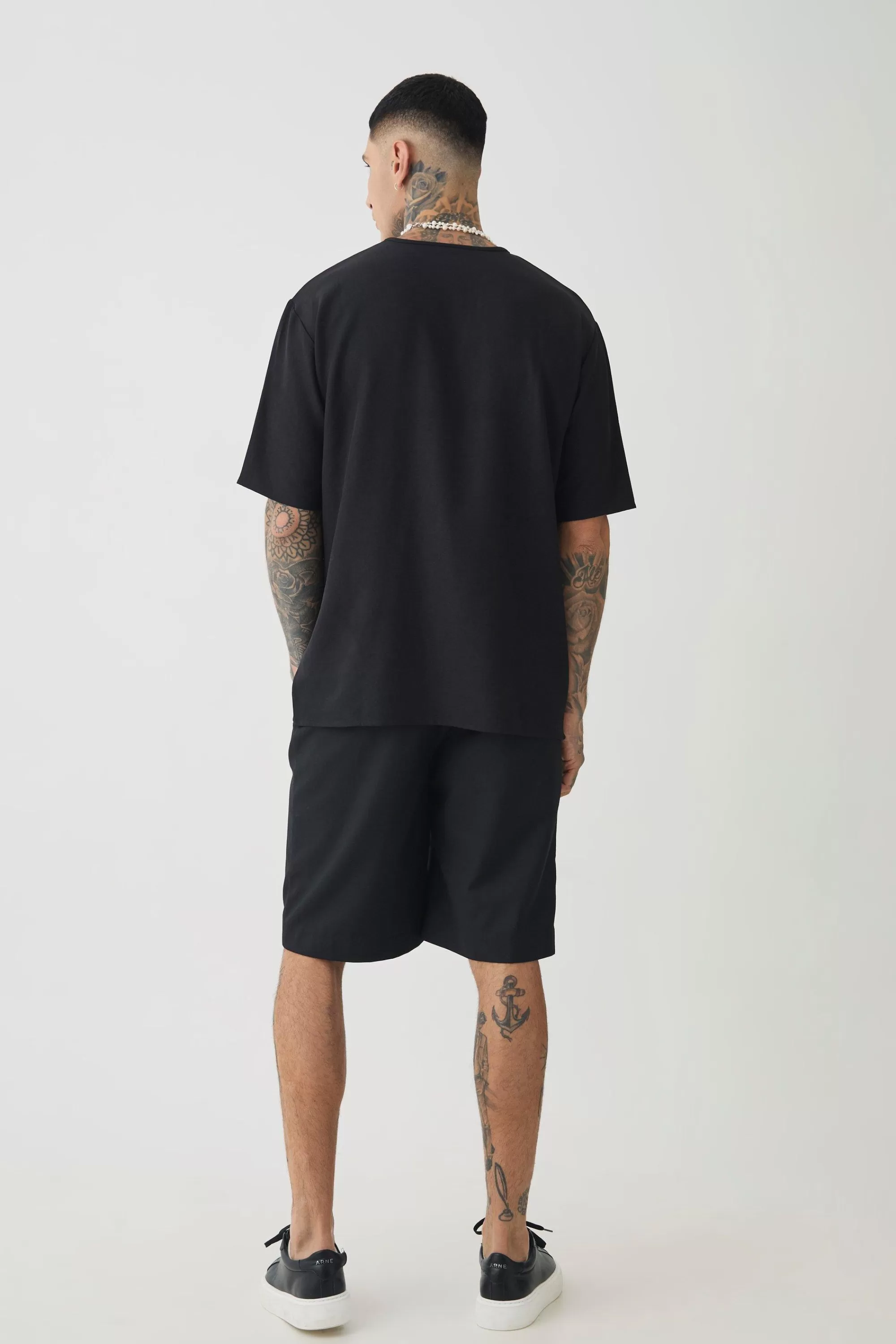 boohooMAN Tall Oversized Linen T-shirt In | UK black Cheap