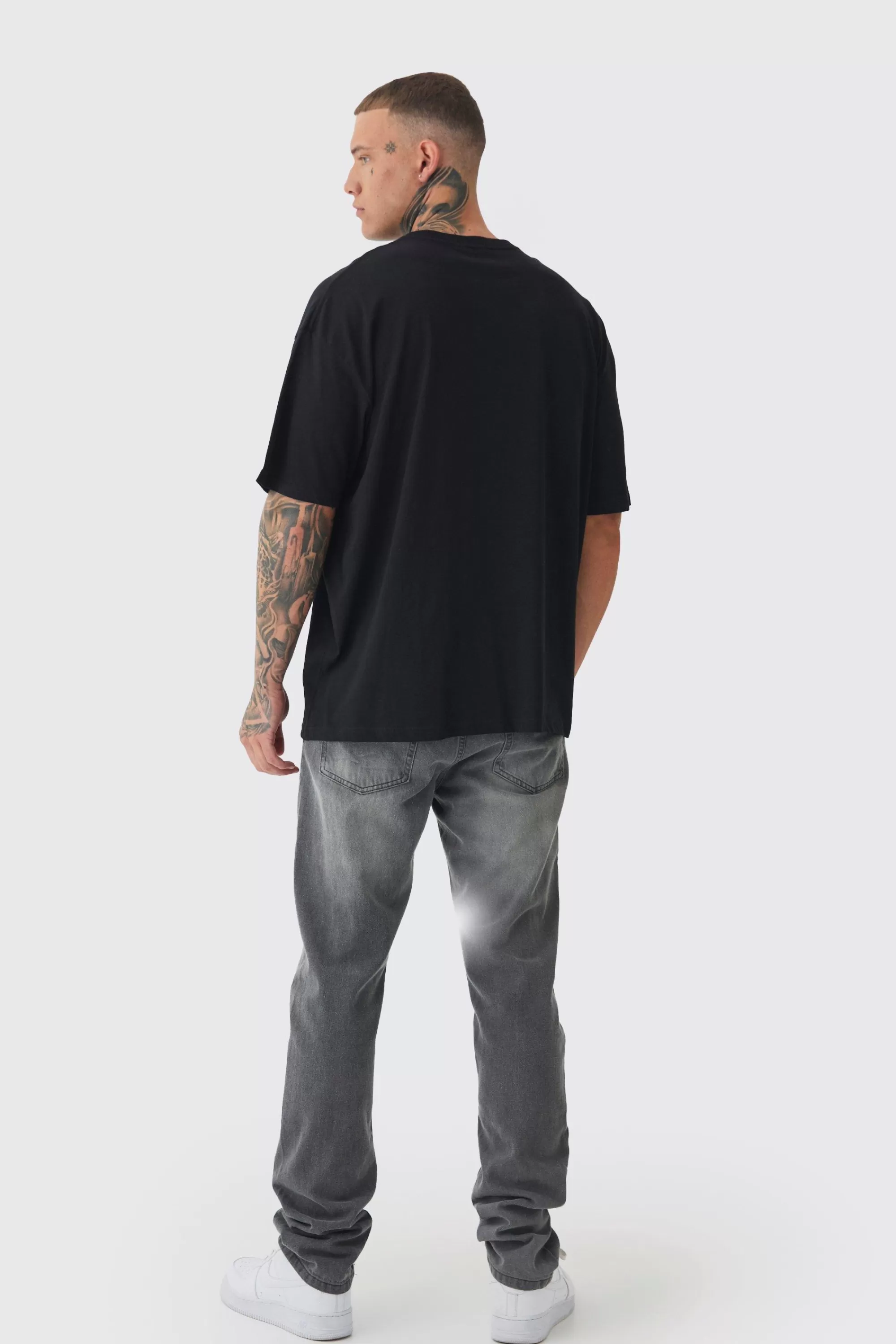 boohooMAN Tall Oversized Man Diamond Embroidered T-shirt In | UK black Clearance