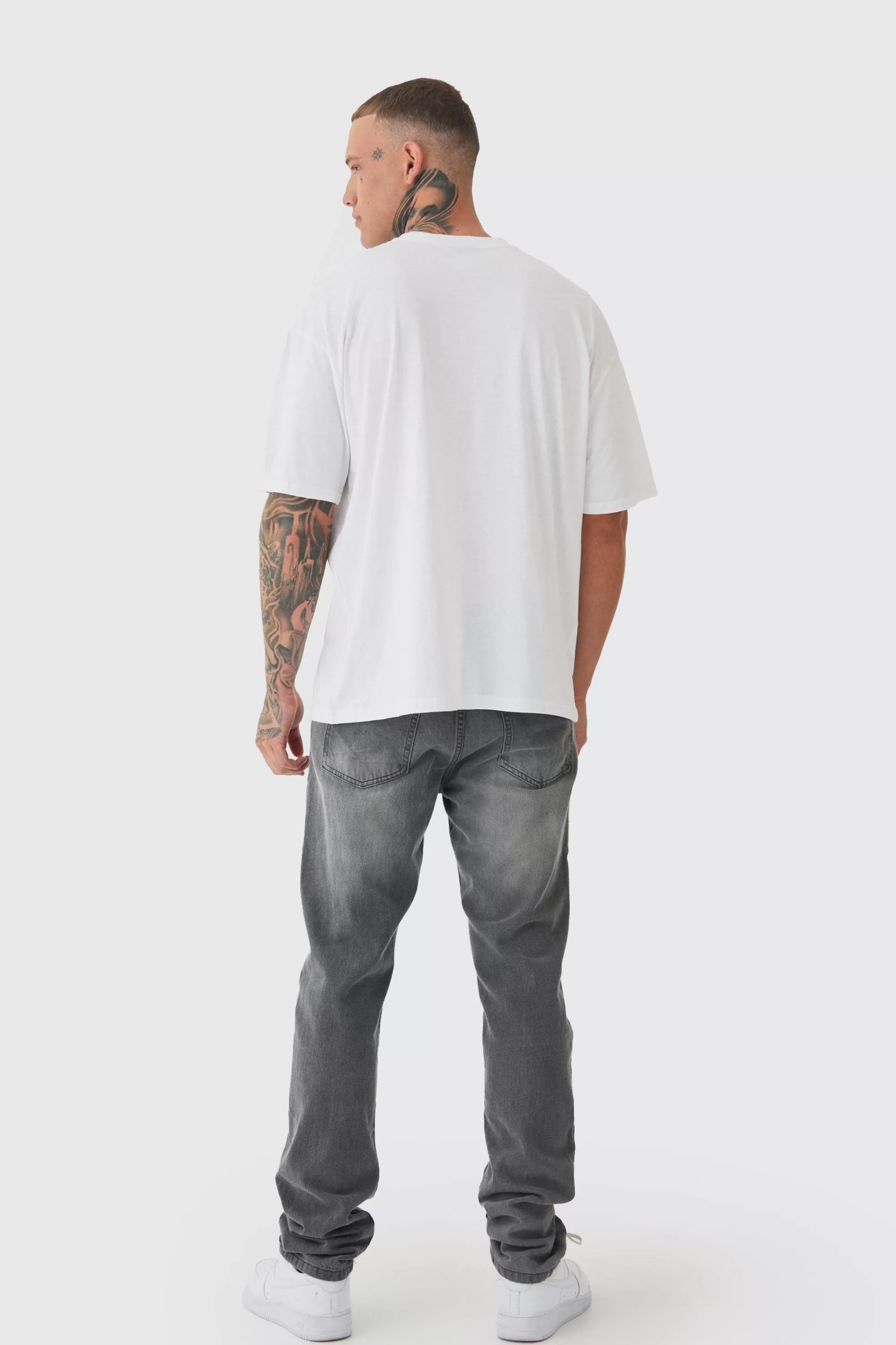 boohooMAN Tall Oversized Man Diamond Embroidered T-shirt In | UK white Store