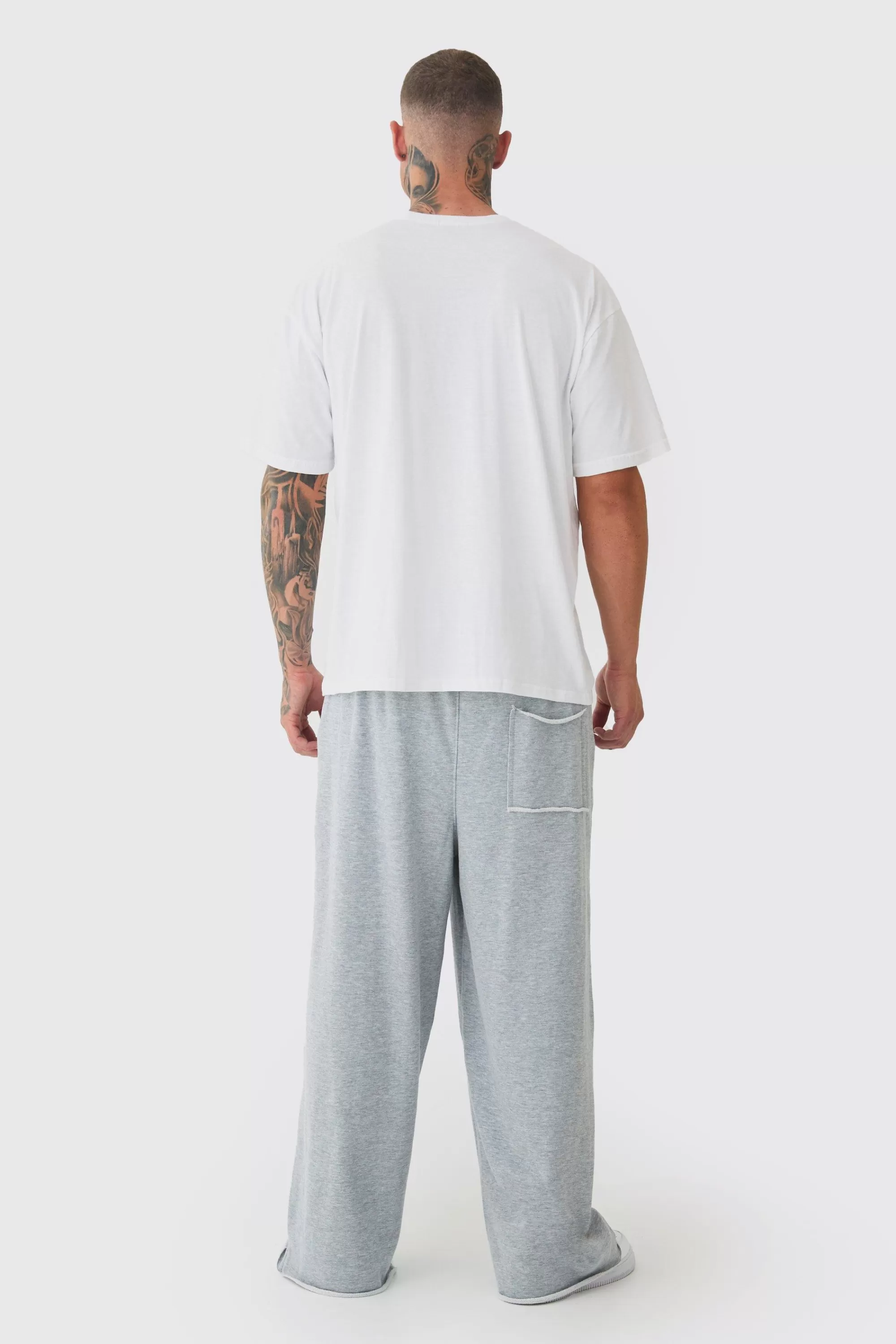 boohooMAN Tall Oversized OFCL Embroidered T-shirt In White | UK grey Cheap