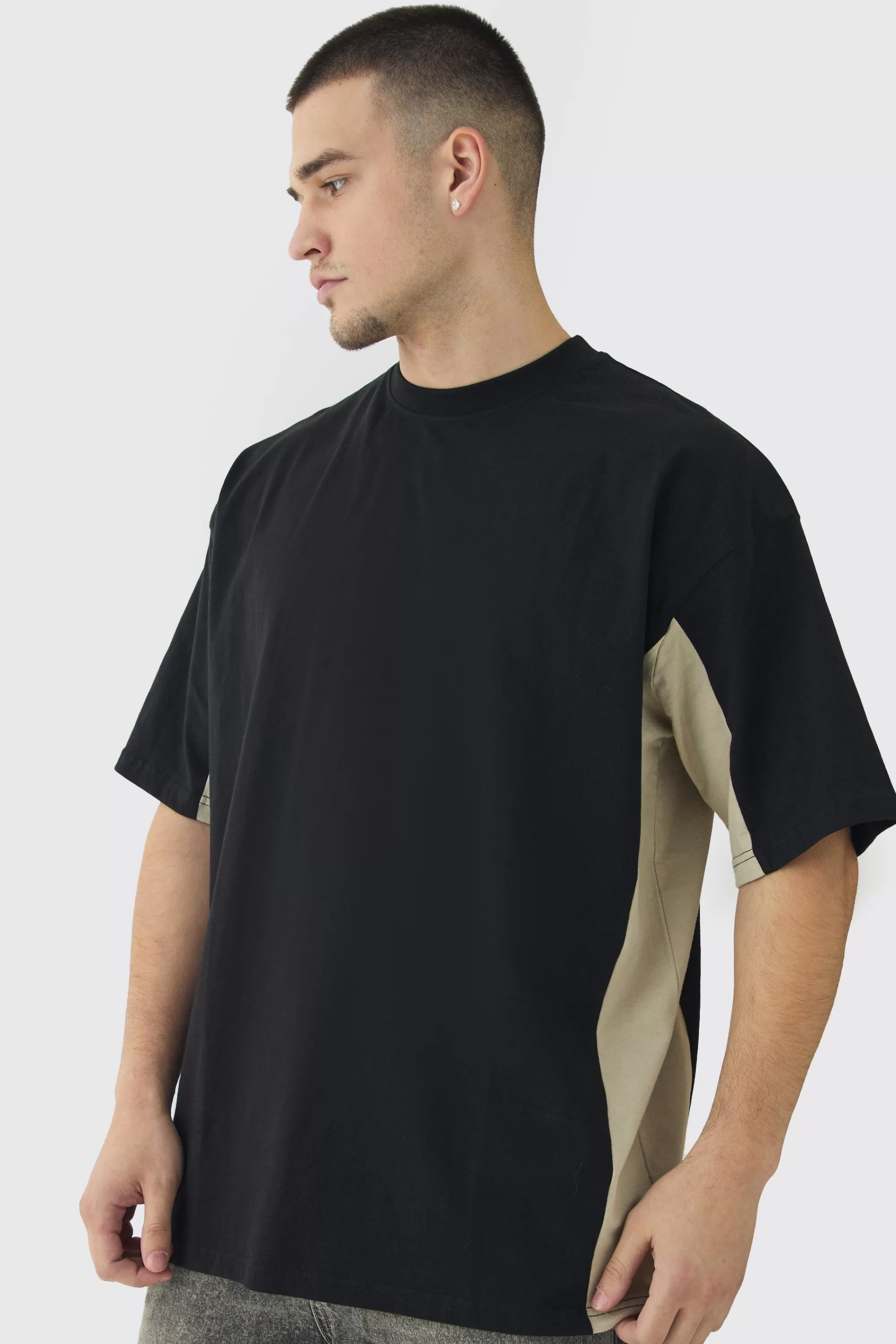 boohooMAN Tall Oversized Panel T-shirt In | UK black Cheap