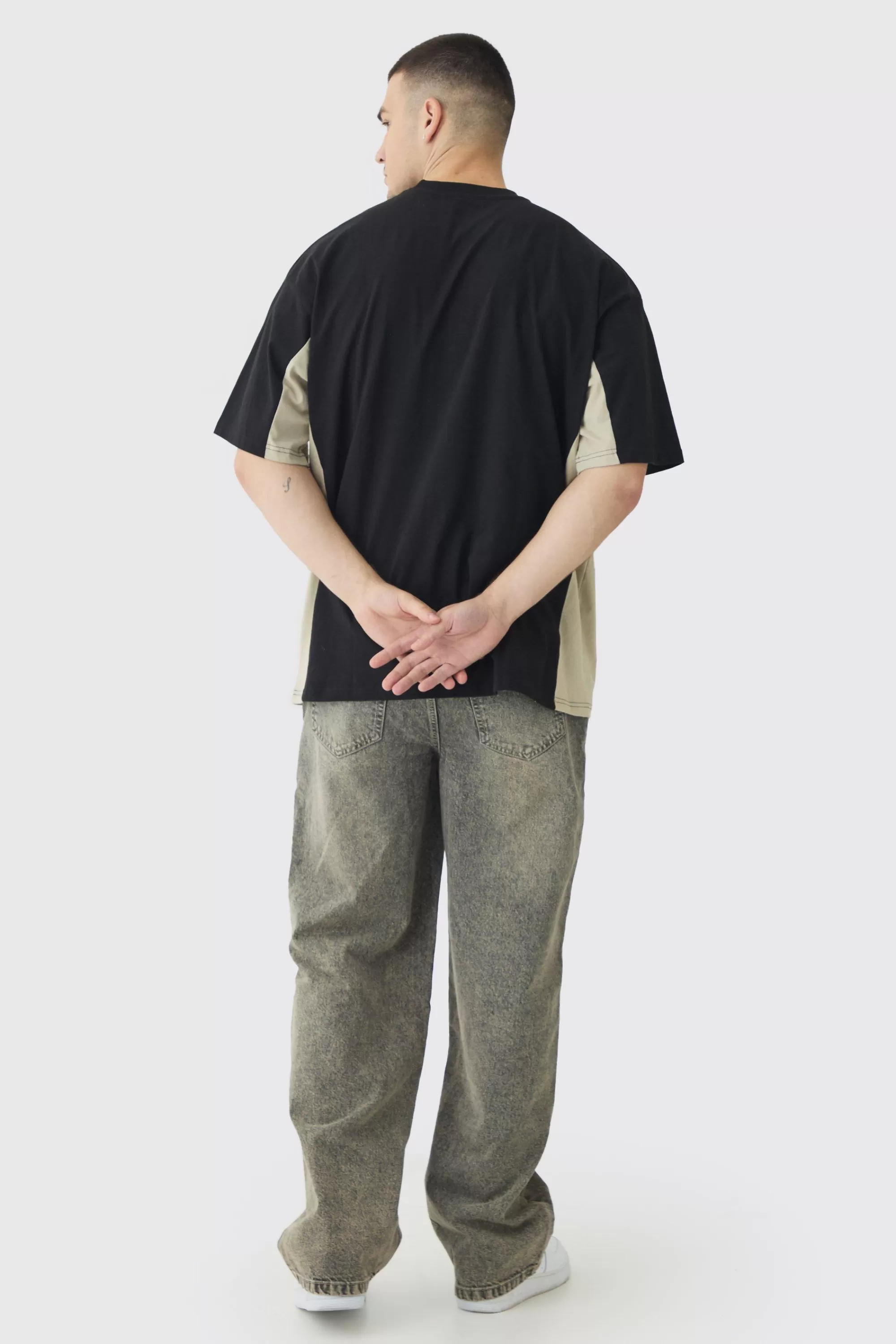 boohooMAN Tall Oversized Panel T-shirt In | UK black Cheap