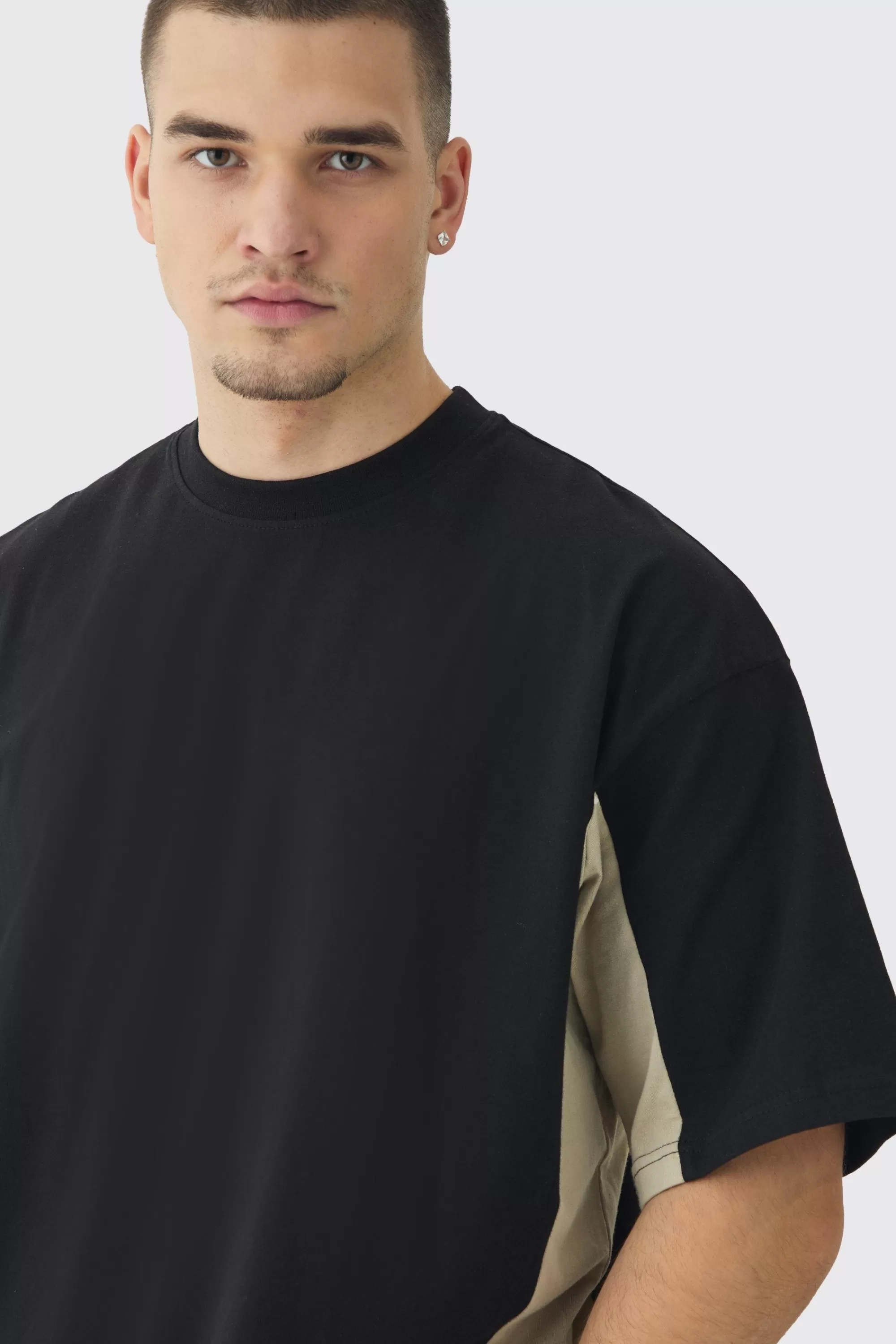 boohooMAN Tall Oversized Panel T-shirt In | UK black Cheap
