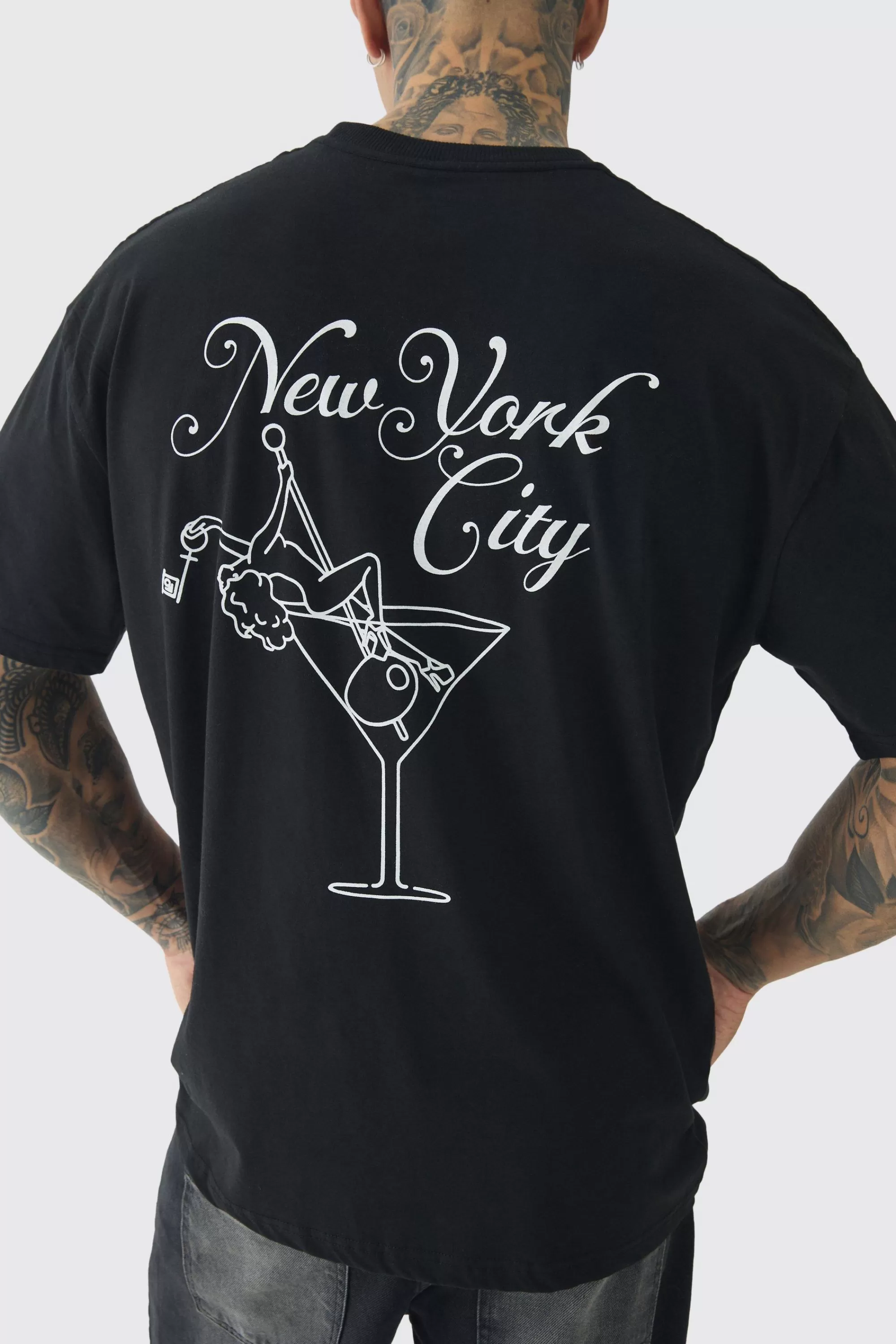 boohooMAN Tall Oversized Penthouse Magazine License T-Shirt | UK black Online