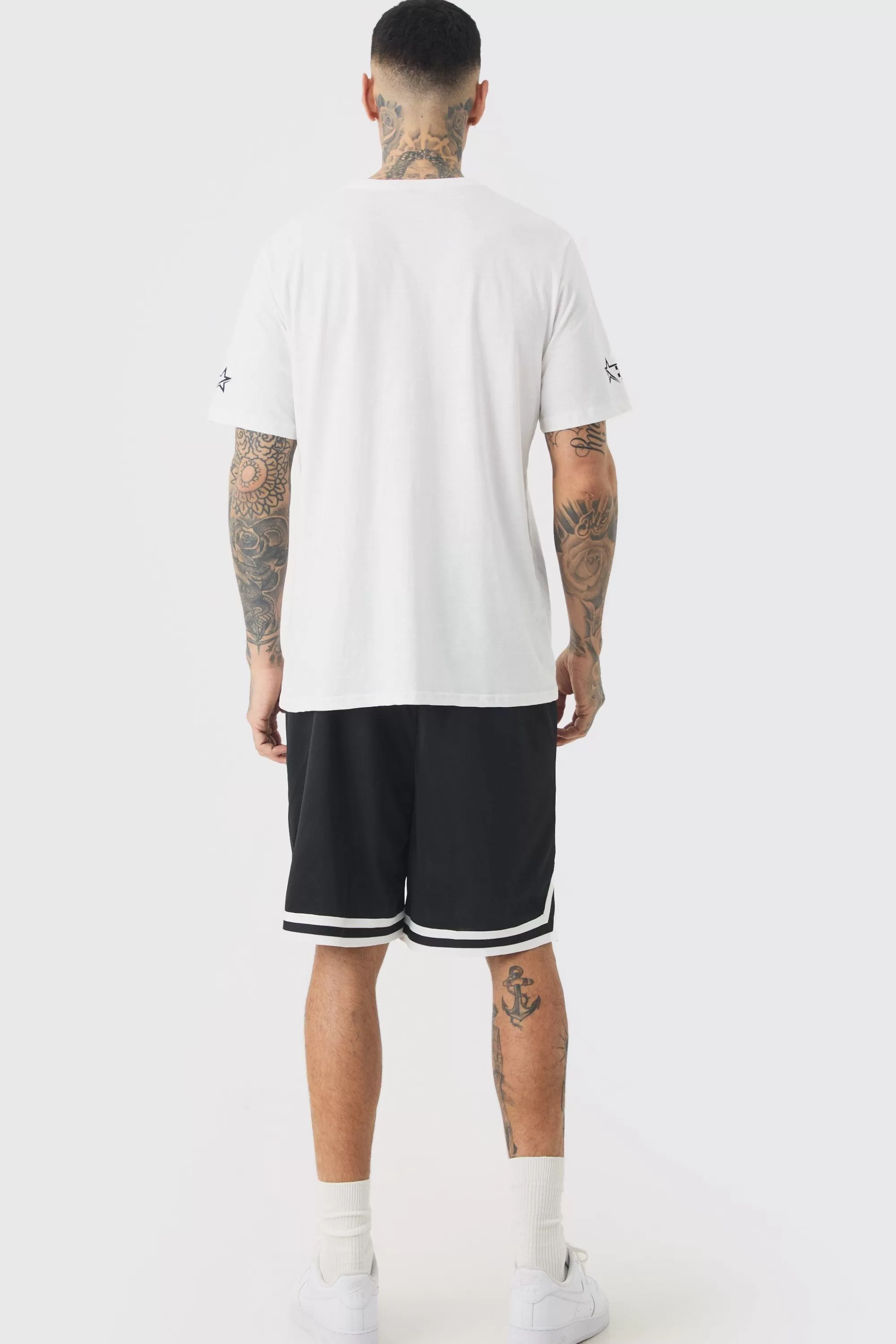 boohooMAN Tall Pour Homme Racing Print T-shirt | UK white Clearance