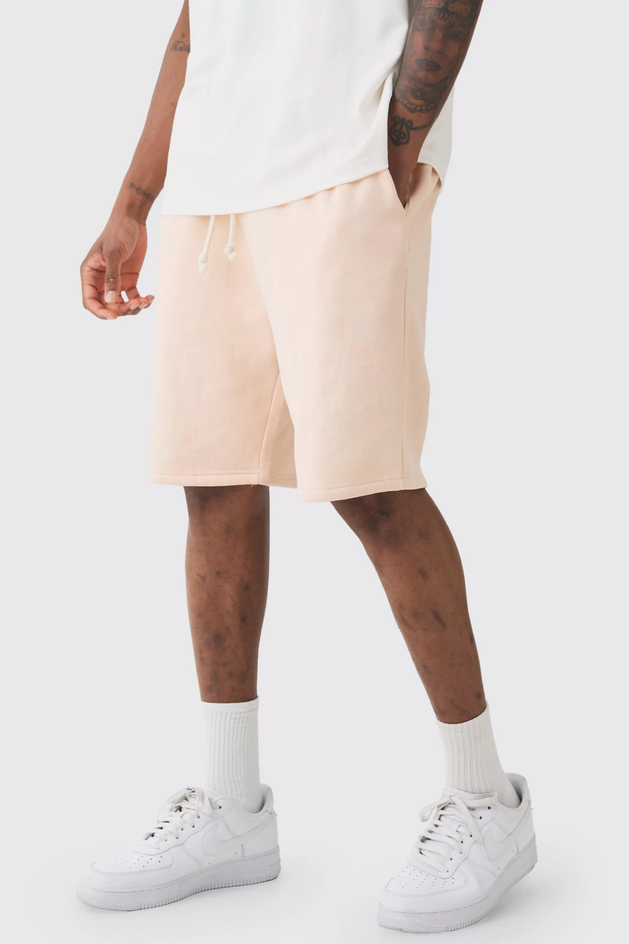 boohooMAN Tall Relaxed Washed Jersey Shorts | UK stone Shop