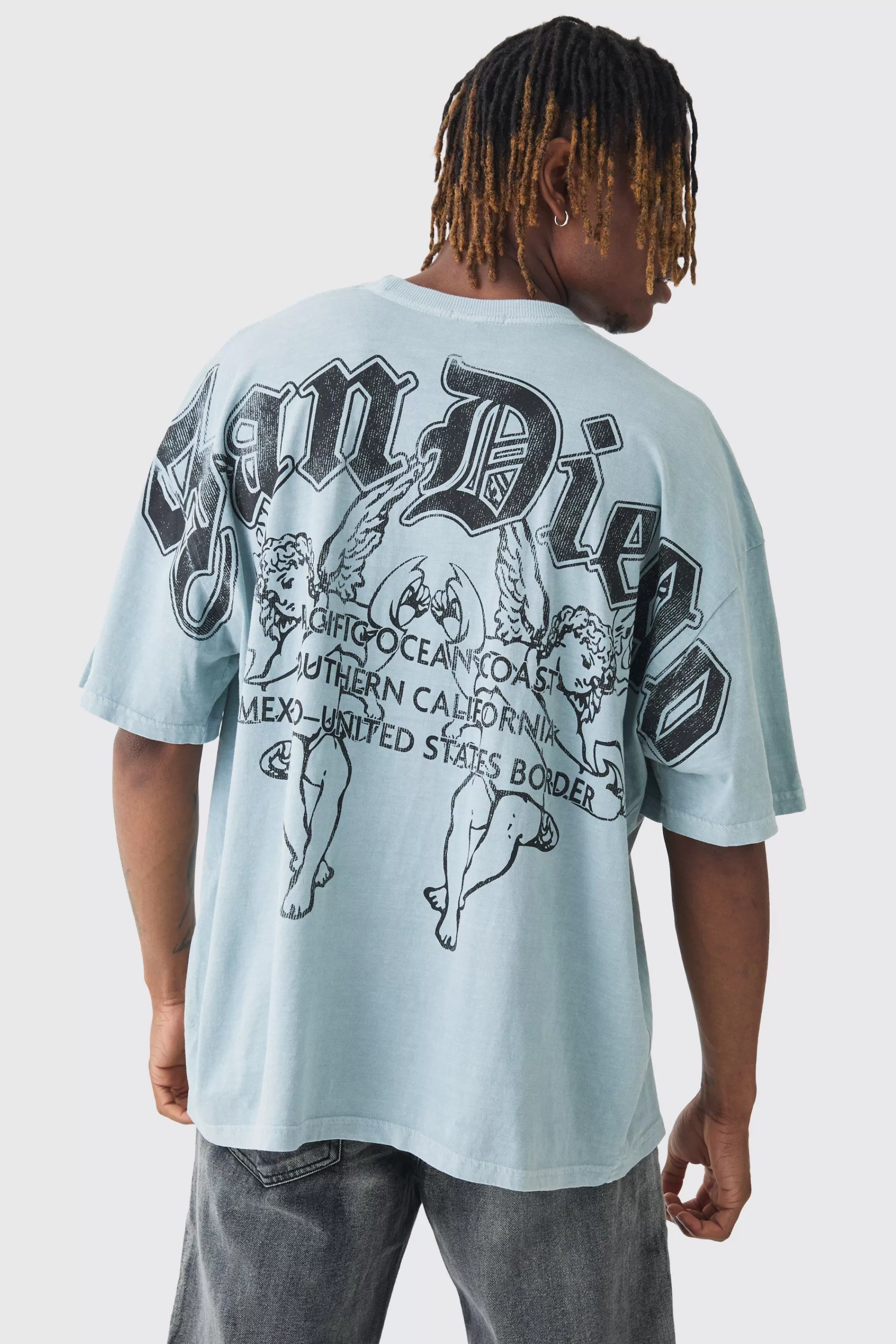 boohooMAN Tall San Diego Renaissance Back Print T-shirt In | UK blue Best Sale