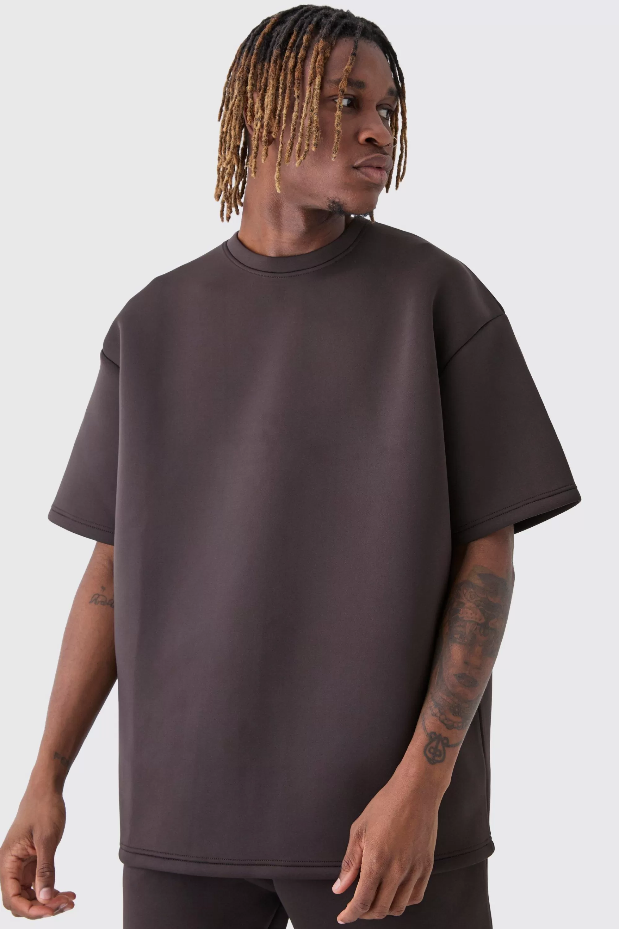 boohooMAN Tall Scuba Oversized T-shirt | UK chocolate Discount