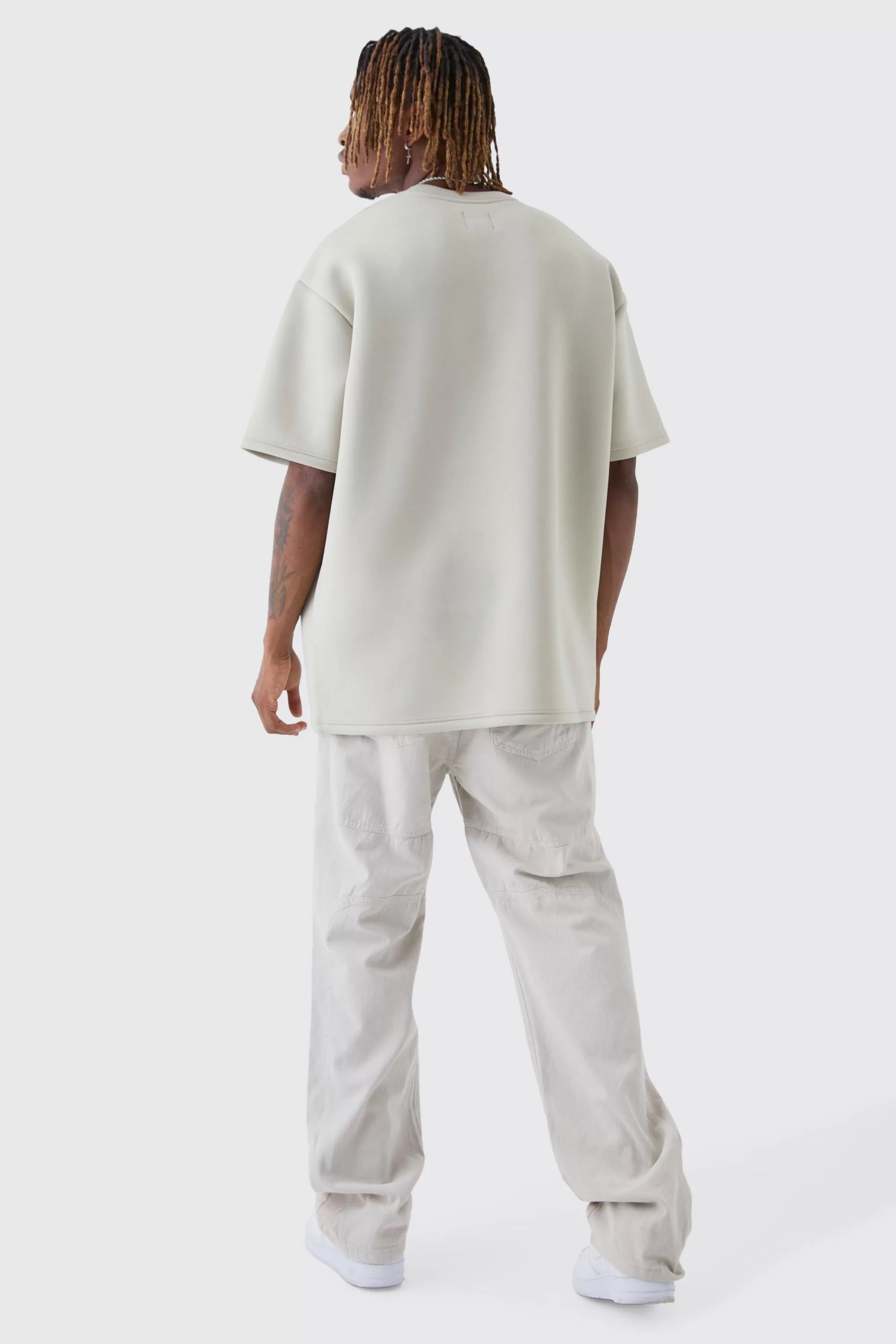 boohooMAN Tall Scuba Oversized T-shirt | UK stone Cheap
