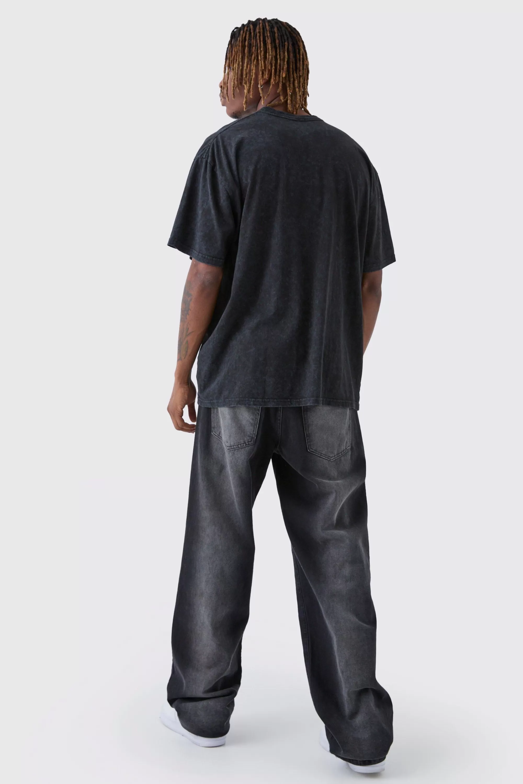 boohooMAN Tall Washed Cross Embroidered T-Shirt | UK washed black Cheap