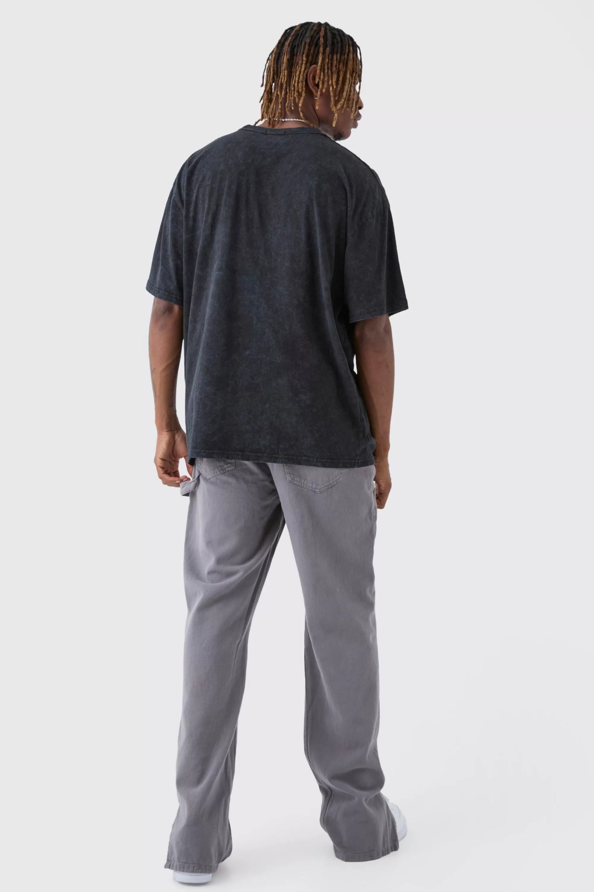 boohooMAN Tall Washed Floral Embroidered T-Shirt | UK washed black Hot