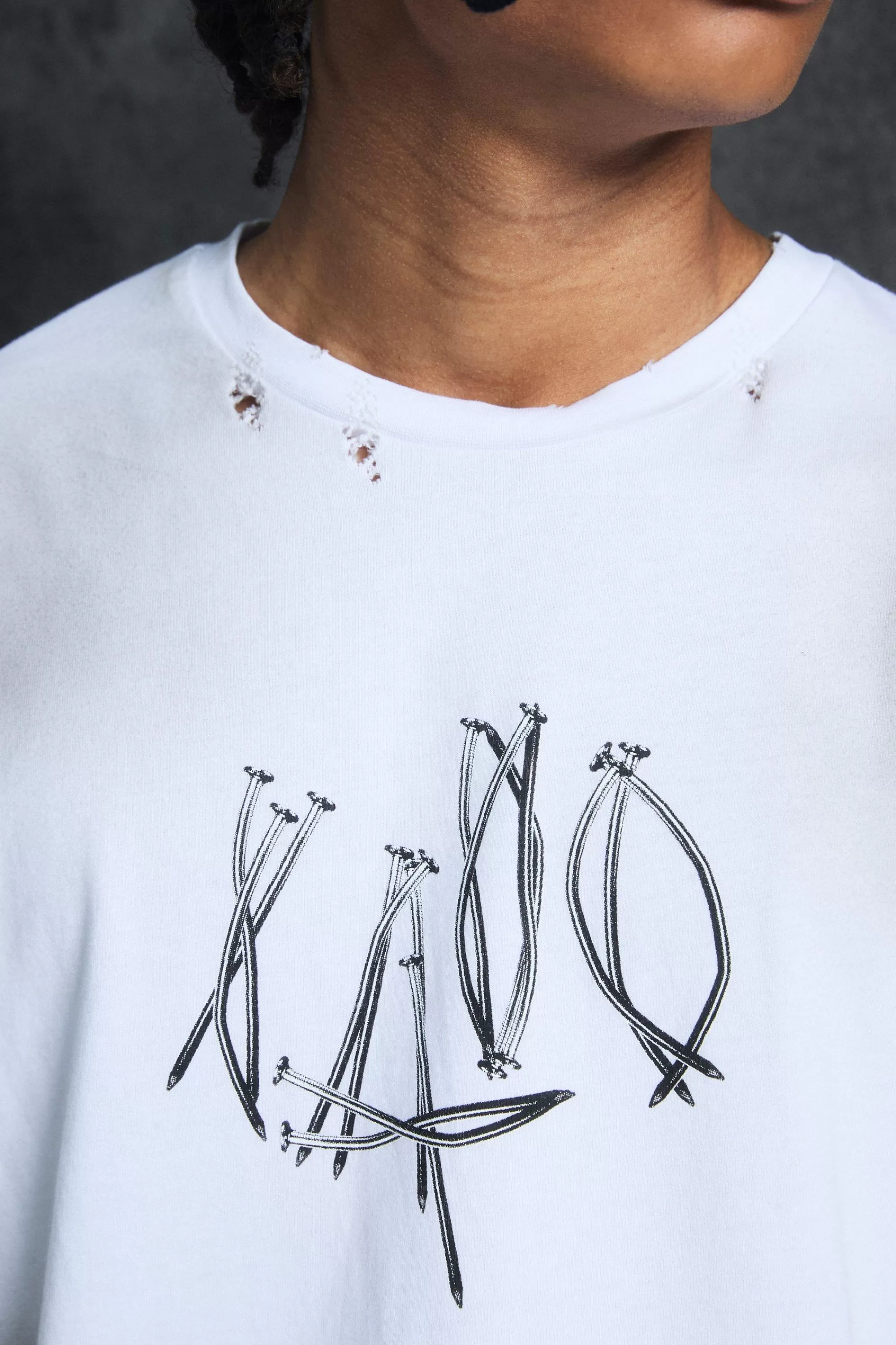 boohooMAN Trippie Redd Baby Fit Heavy Washed 1400 T-shirt | UK white Fashion