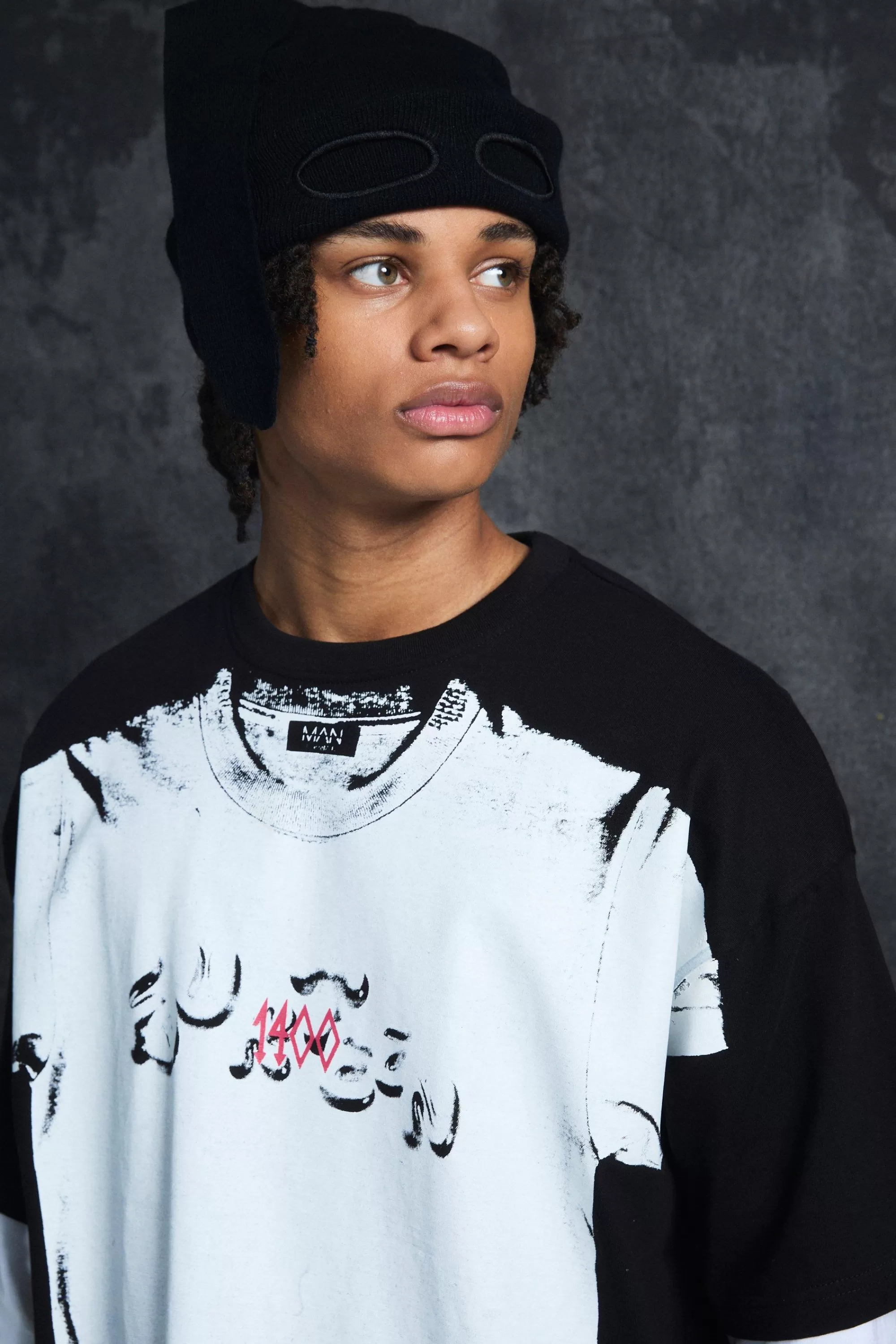 boohooMAN Trippie Redd Oversized Heavy Weight Printed T-Shirt | UK black New