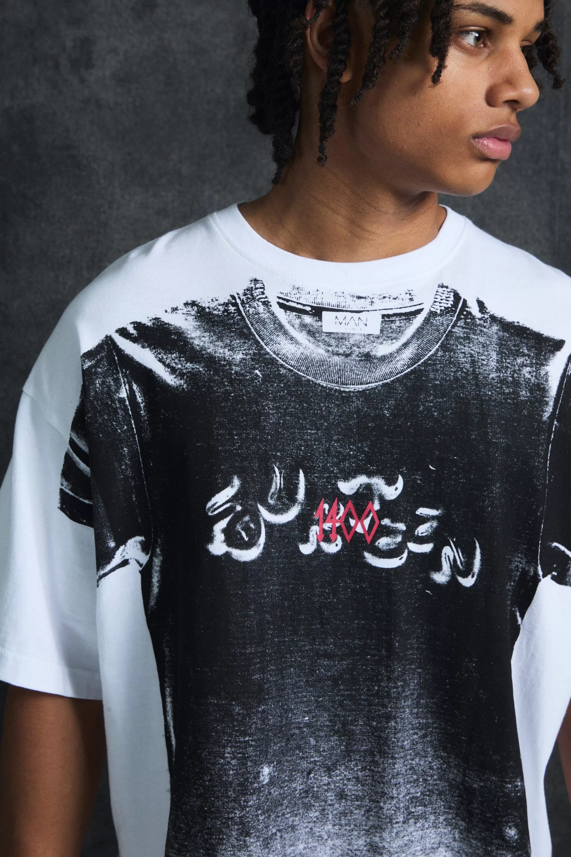 boohooMAN Trippie Redd Oversized Heavy Weight Printed T-Shirt | UK white Cheap