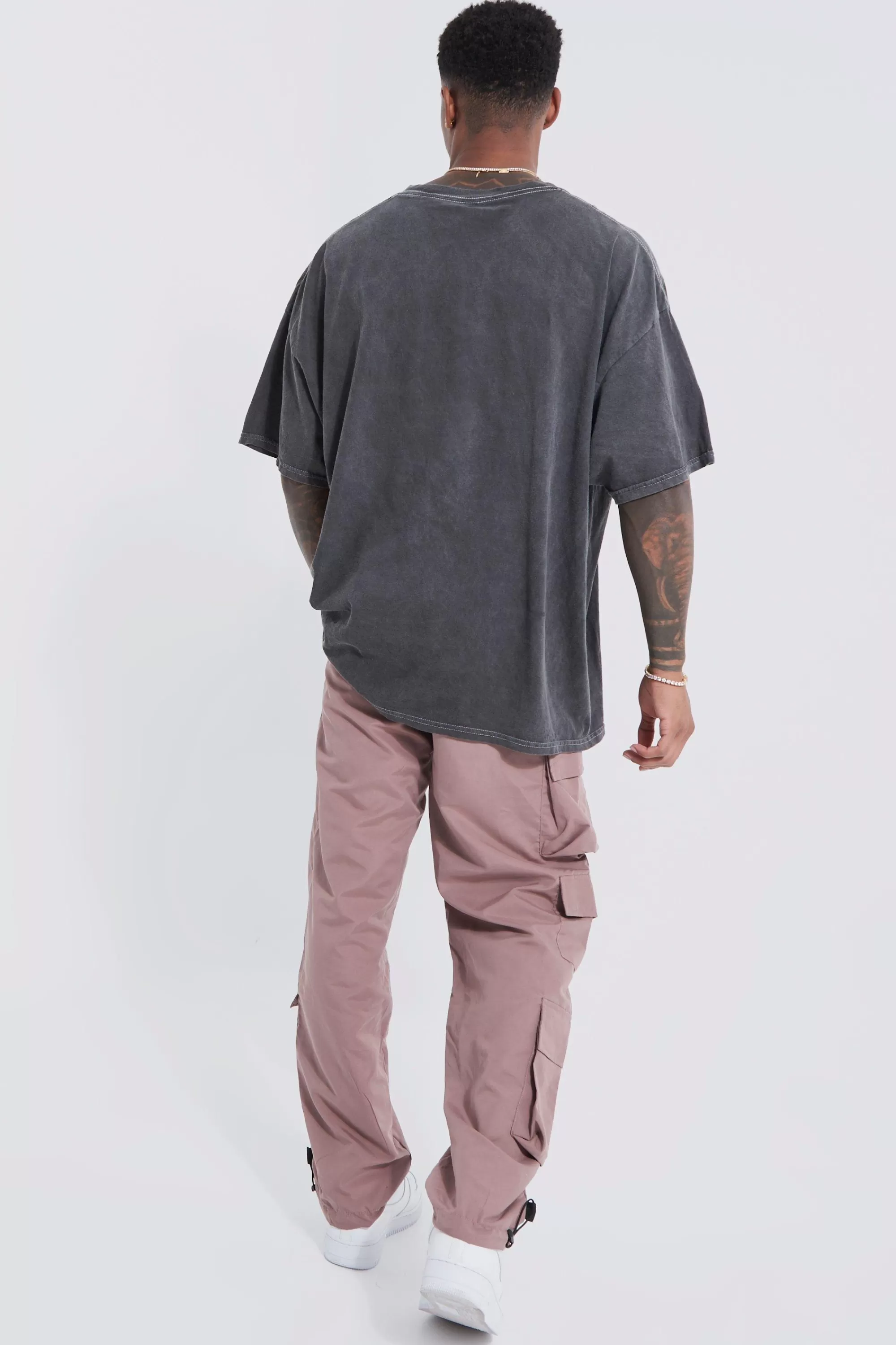 boohooMAN Washed Nirvana Overdye License T-shirt | UK charcoal Store