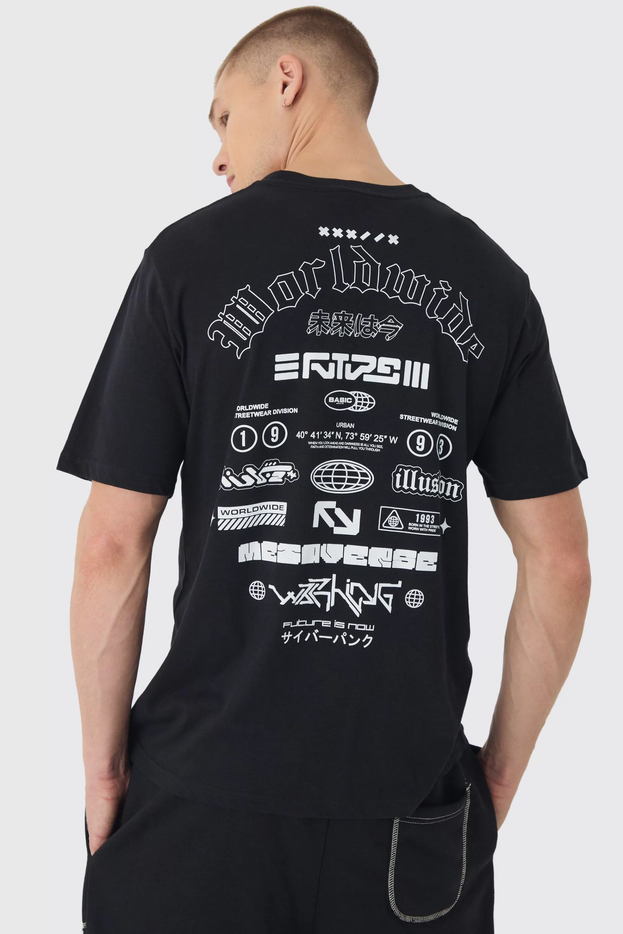 boohooMAN Worldwide Back Printed T-Shirt | UK black New