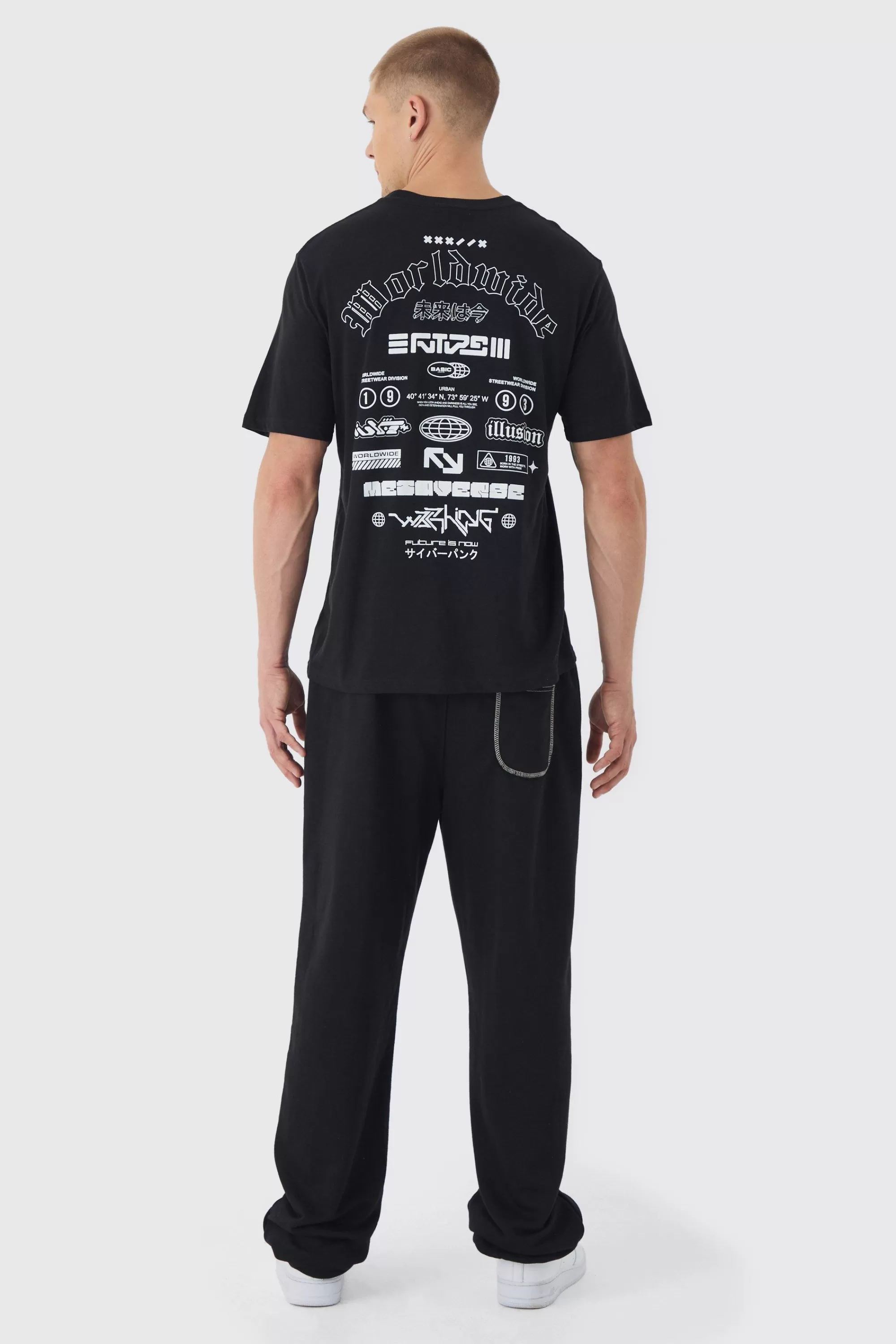 boohooMAN Worldwide Back Printed T-Shirt | UK black New